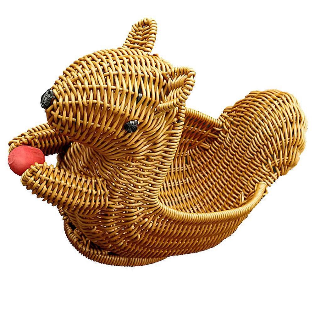 Yellow Simulation Rattan Woven Basket for Storage Use Made of PP Material 12.5x8.5x7 Inches