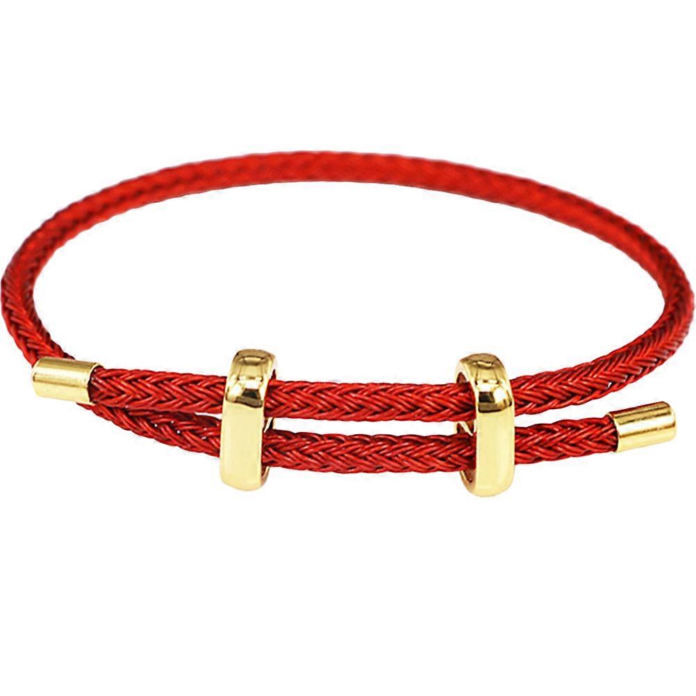 Red String Braided Cuff Bracelet with Beads for Women and Men