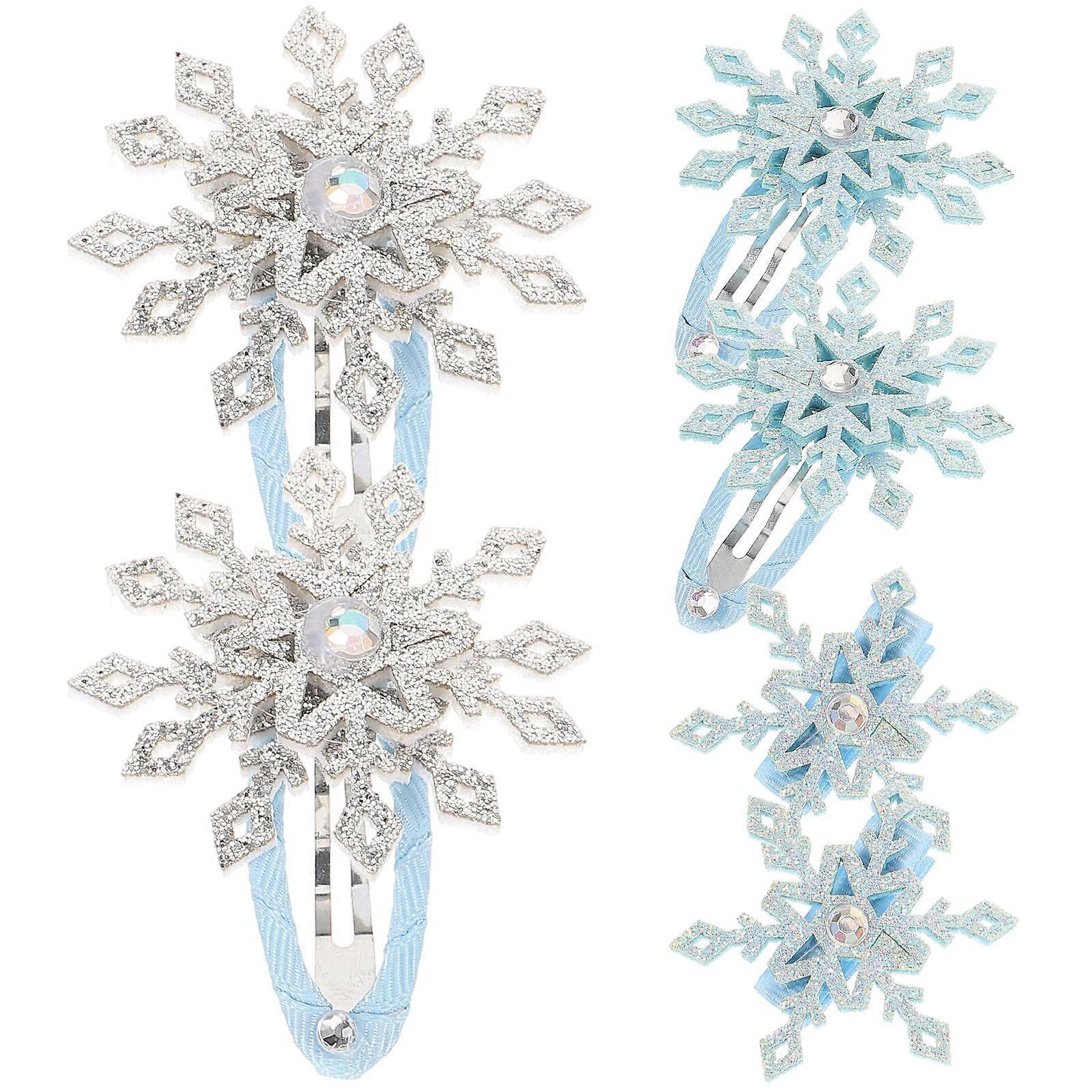 6 Pcs Snowflake Hair Clips for Kids – Non Slip Lightweight Duckbill Snap Design for Daily Wear and Party Use, Safe and Comfortable