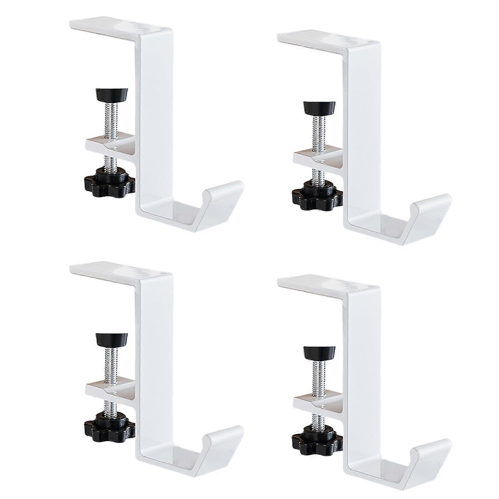 Set of 4 Removable Desk Edge Hooks Without Adhesive for Easy Installation and Functional Use in Home or Office, White Ref: 9466