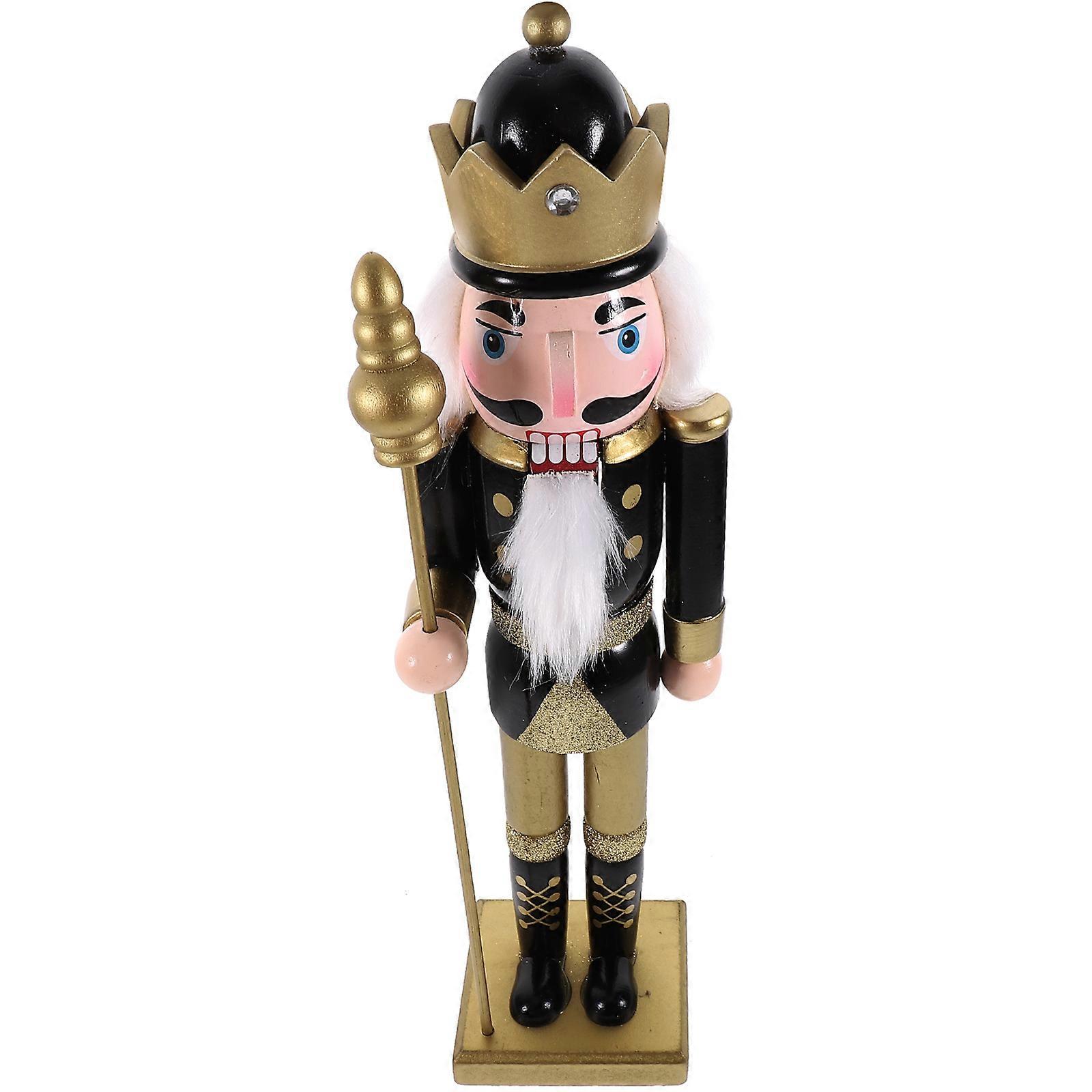Traditional Nutcracker Statue Nutcracker Puppet Figure Wood Material Realistic Style Christmas Atmosphere Creation Home Decor 25x6.5x6.5cm 1Set