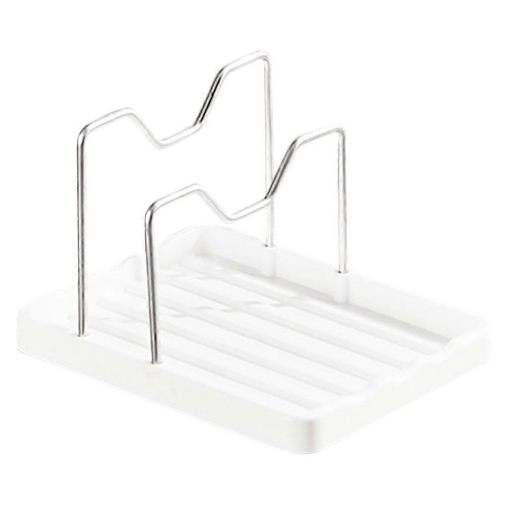 Stainless Steel Pot Lid Holder Rack with Spoon Rest, Space Saving Utensil Organizer for Kitchen Storage