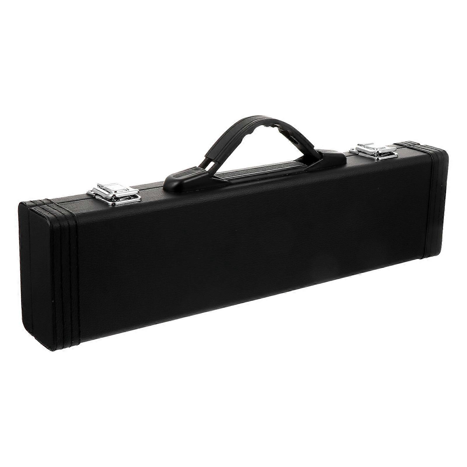 Black PU Flute Gig Box with Sponge Padding and Groove Organization for Portable Storage and Protection
