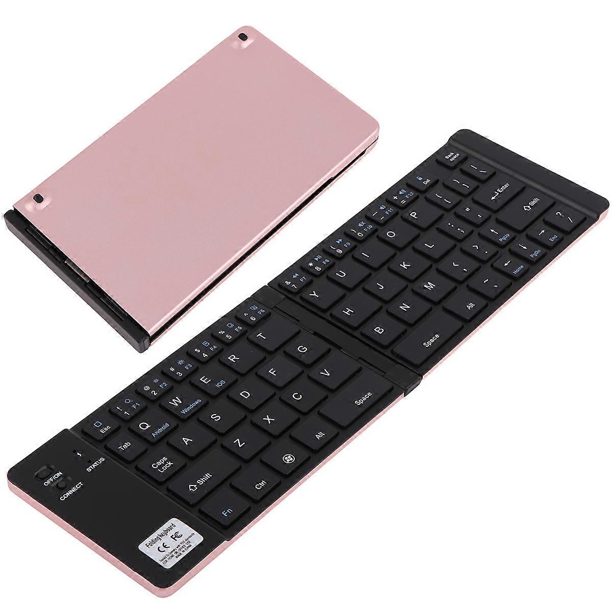 Foldable Wireless Keyboard for Computer Use Portable and Stylish Rose Gold Plastic 60 Keys