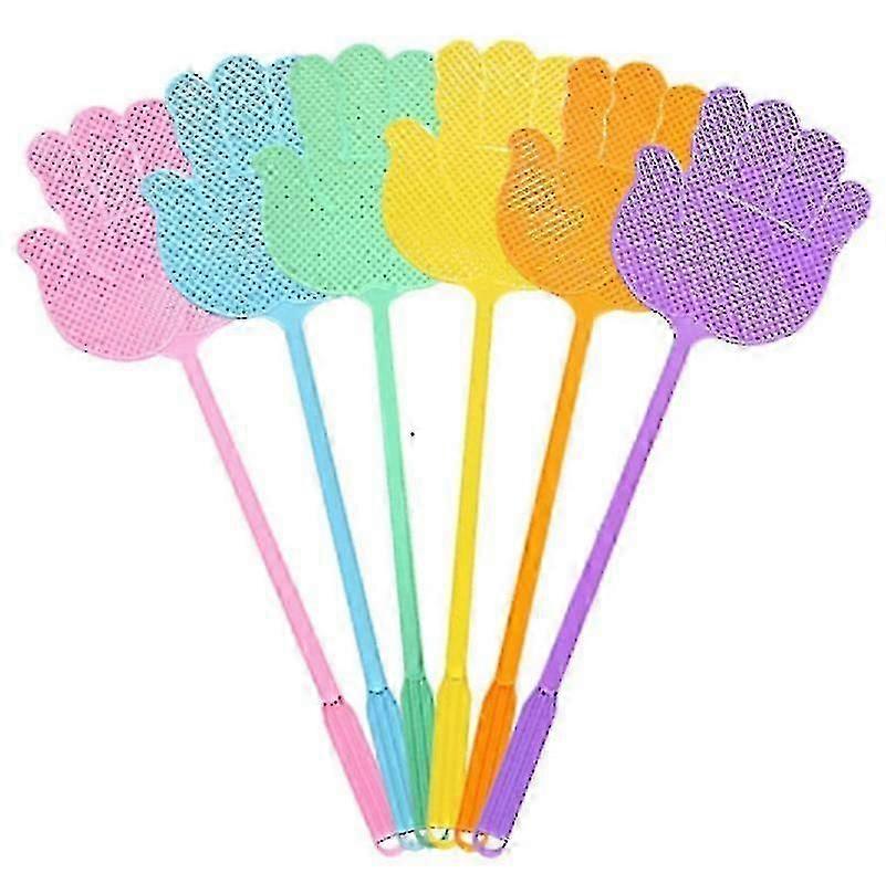 Fly Swatter With Long Handle, Manual Mosquito Scraper, Funny Hand Shaped Fly Swatters, Colorful, Pack Of 6