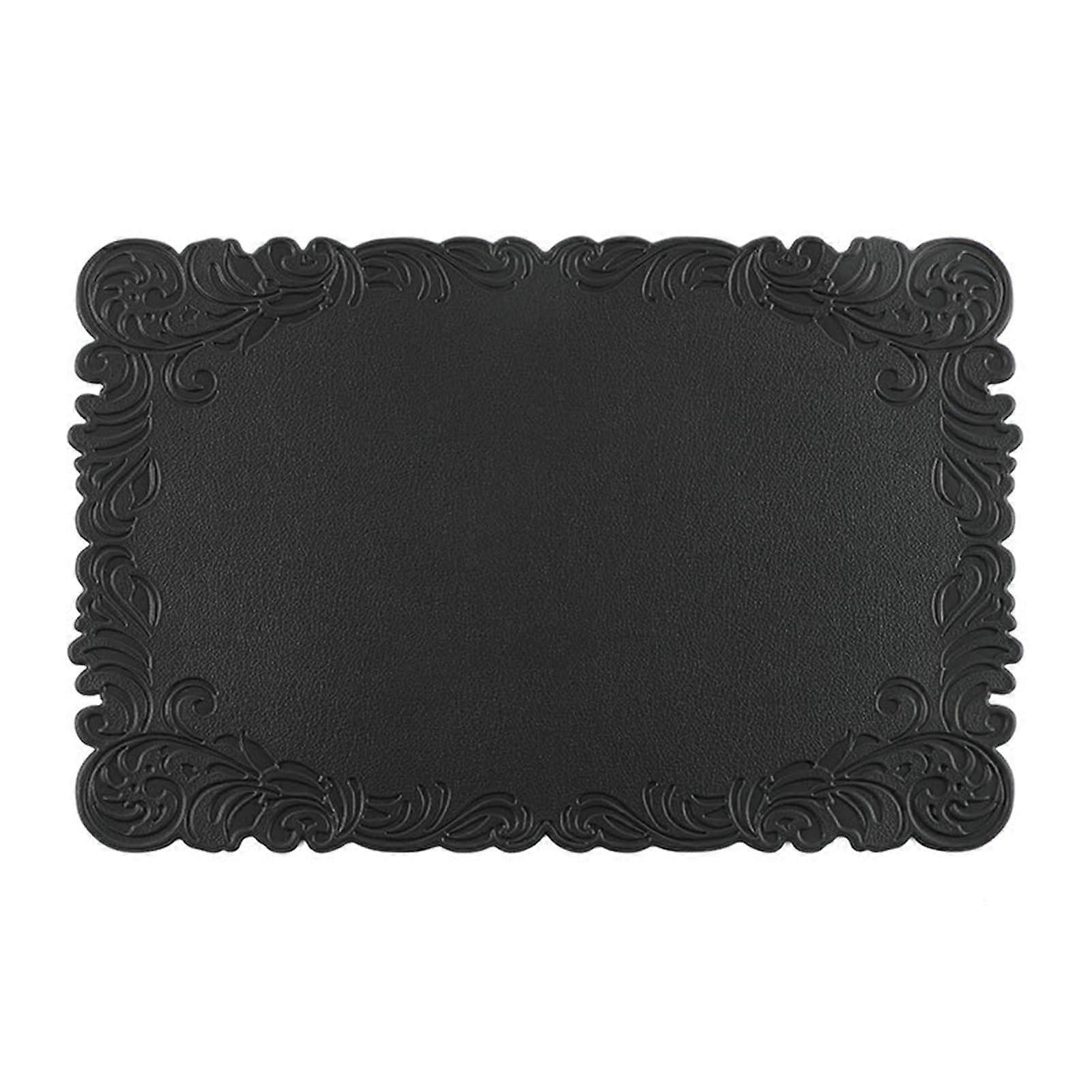 Placemat Set 4-Piece Washable Rectangular Placemats With Floral Border 45x30 Cm Black For Kitchen Dining Table