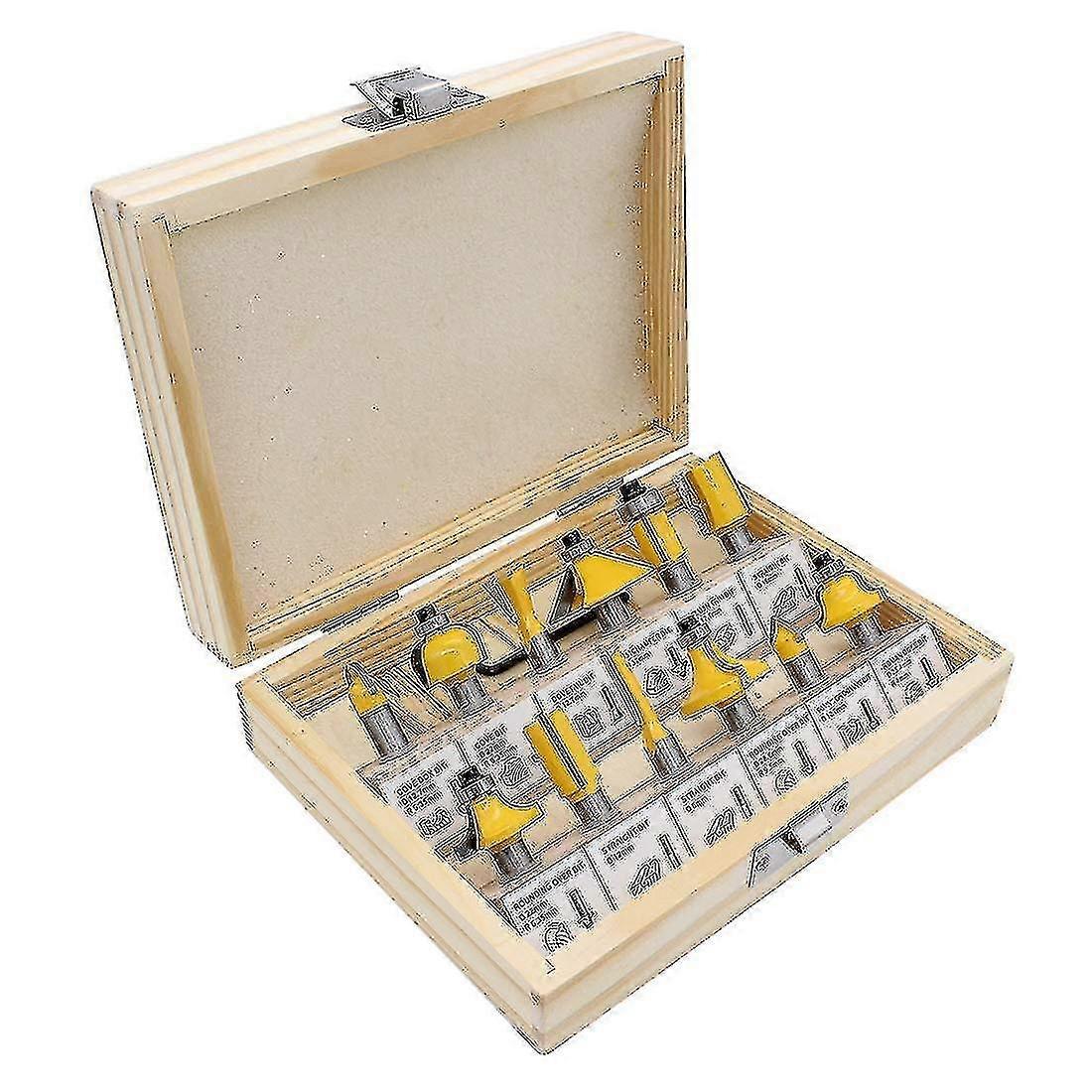 12pcs 8mm Shank Tungsten Carbide Router Bits Set - Wood Milling Cutters with Convenient Storage Box for Door & Furniture Projects