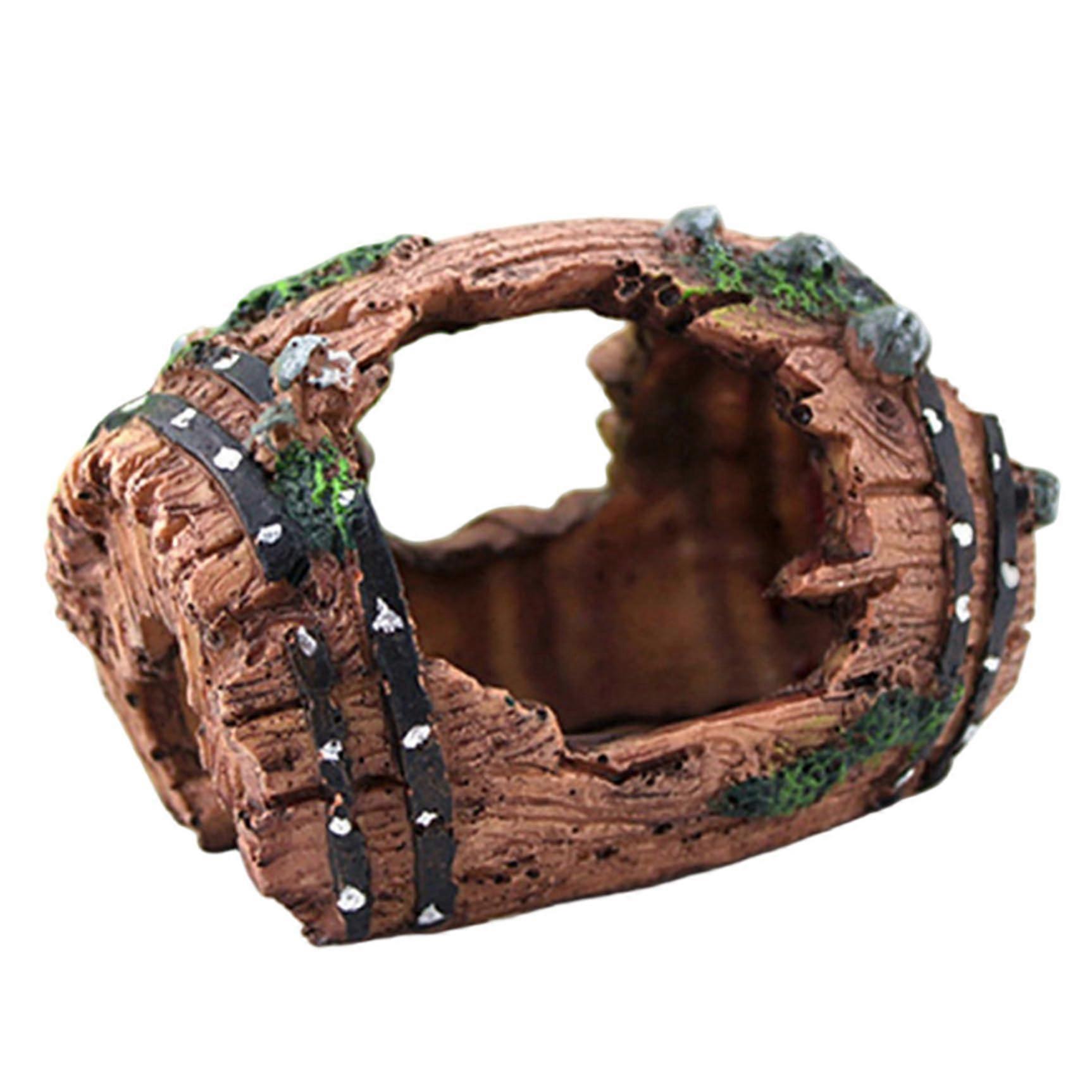 Aquarium Decor: Broken Facade Cave, Resin Hideout for Fish and Shrimp, 3.5 x 2 x 2 In