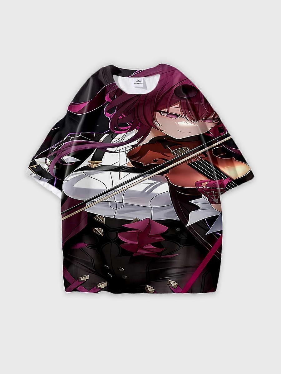 T-shirt round neck Role Pattern loose short sleeve K203