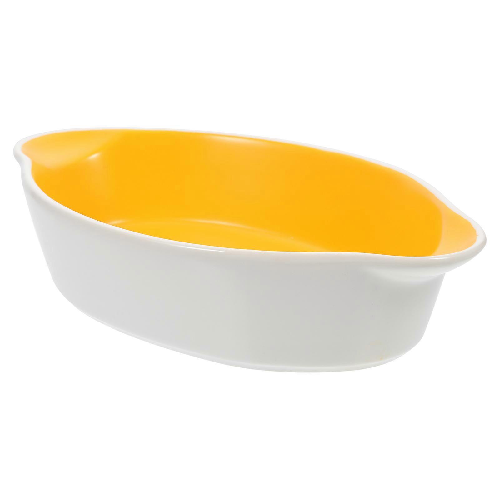 Ceramic Pan with Double Handles, Two Tone Bakeware for Roasting, Baking, Microwave and Oven Safe, Perfect for Family Gatherings and Housewarming