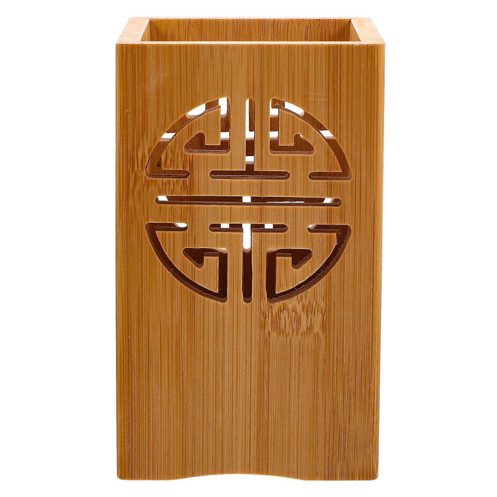 Bamboo Utensil Holder Light Yellow for Home Use with Space-Saving Design