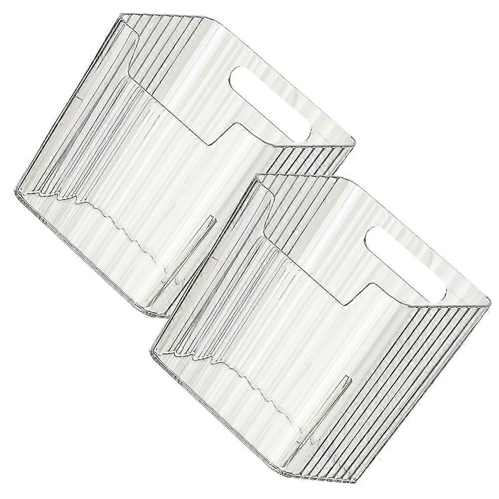 Refrigerator Storage Boxes for Fridge Organization Grey Plastic Food Boxes with Smooth Surface 2pcs