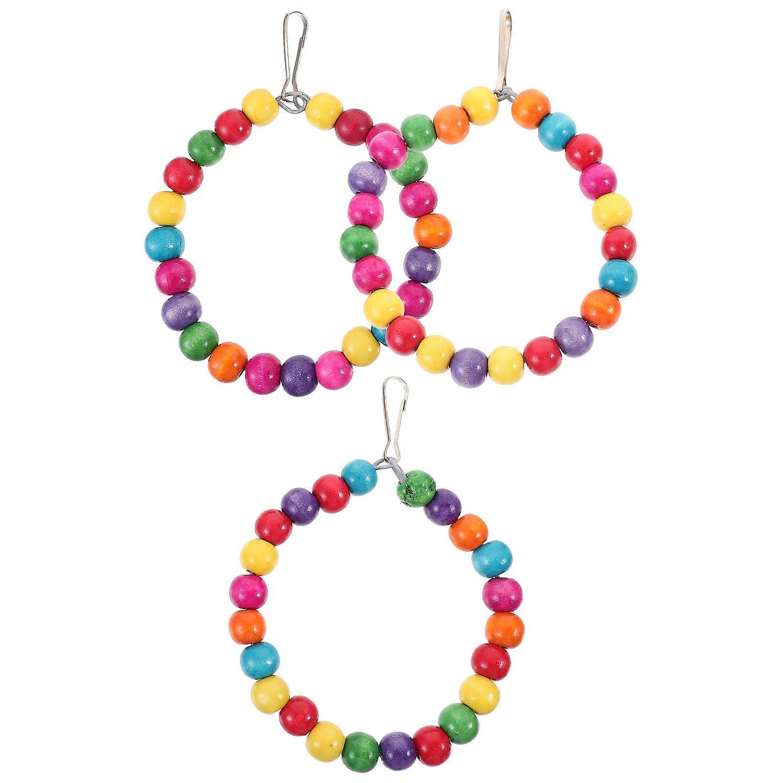 Bright Color Hanging Bird Toys with Movable Hook for Parrots and Birds Safe to Chew Alloy and Wood Multi