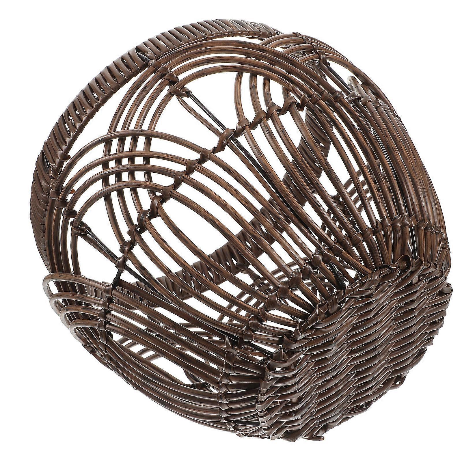 Imitation Rattan Woven Basket for Home Use Simple Design Smooth Surface Coffee Color 10.2x7.9x6.3 Inches