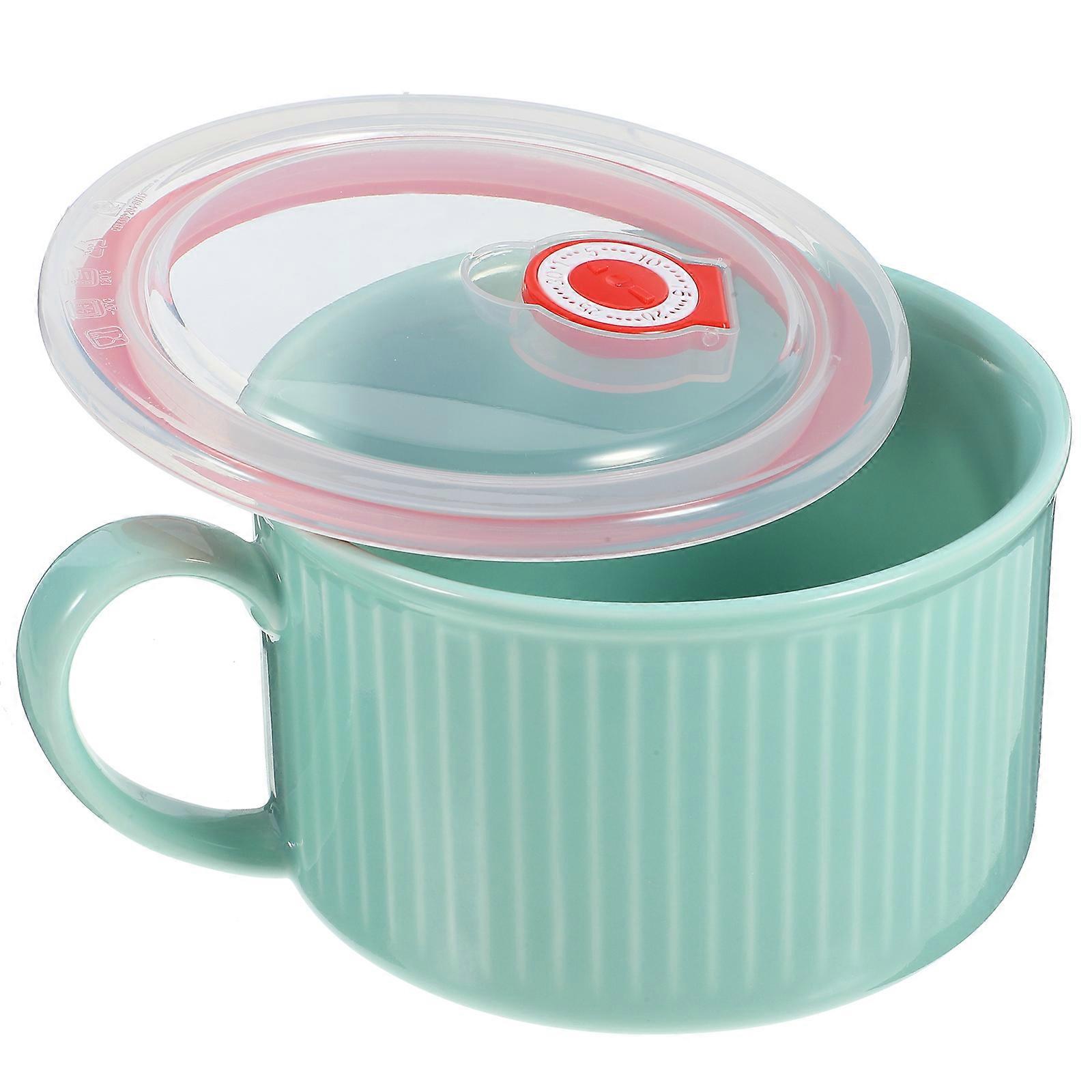 Blue Ceramic Bento Bowl with Lid for Kitchen Use Convenient Food Bowl Multifunctional Design Stable and Sturdy