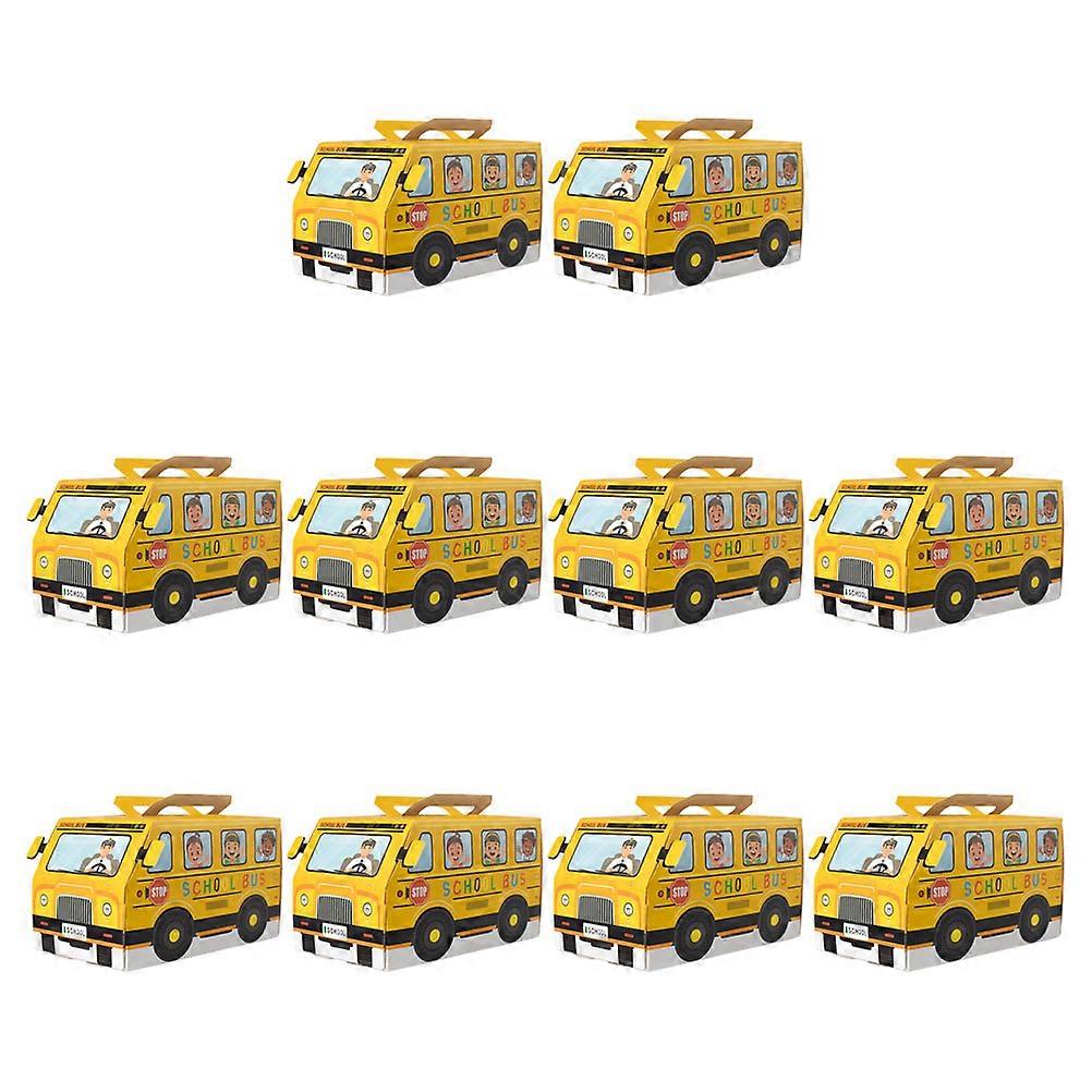Yellow Bus Treat Boxes – 10 Pack Candy Holders for Birthdays, Back to School, and Party Events – Portable Goodie Bags for Celebrations