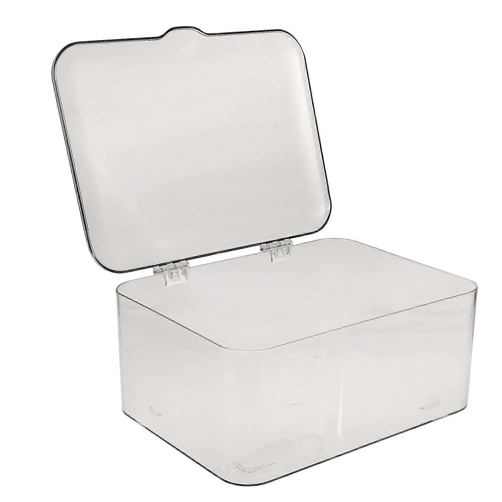 Grey Storage Box for Home Use Stackable Organizer with Lid Large Capacity Desktop Container
