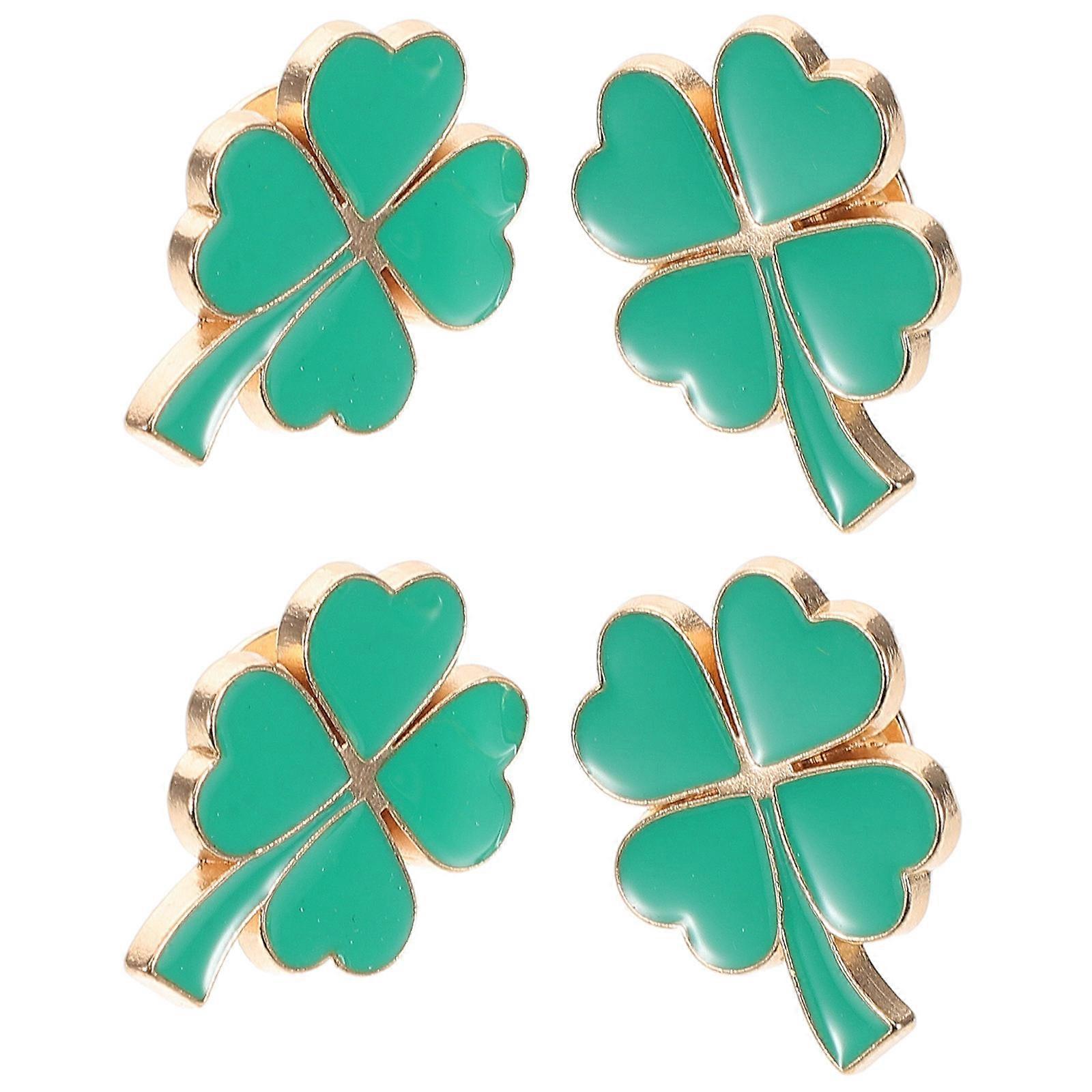 St Patrick S Day Badge Pin Shamrock Pins Cute Design Alloy Material Fade Resistant Accessory 4Pcs