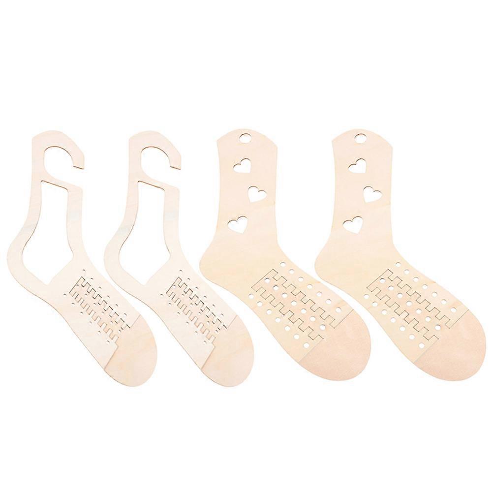 Wooden Sock Blockers for Knitting Beige Color Durable Craft Tool with 4pcs Set Perfect for DIY Projects