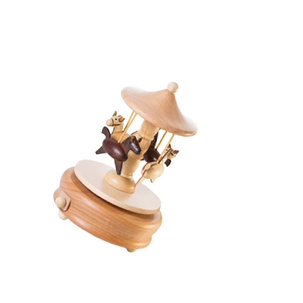 Chocolate Carousel Wind Up Music Box with AntiSlid Bottom for Steady Desktop Standing Suitable for Music Listening 4.5 inch