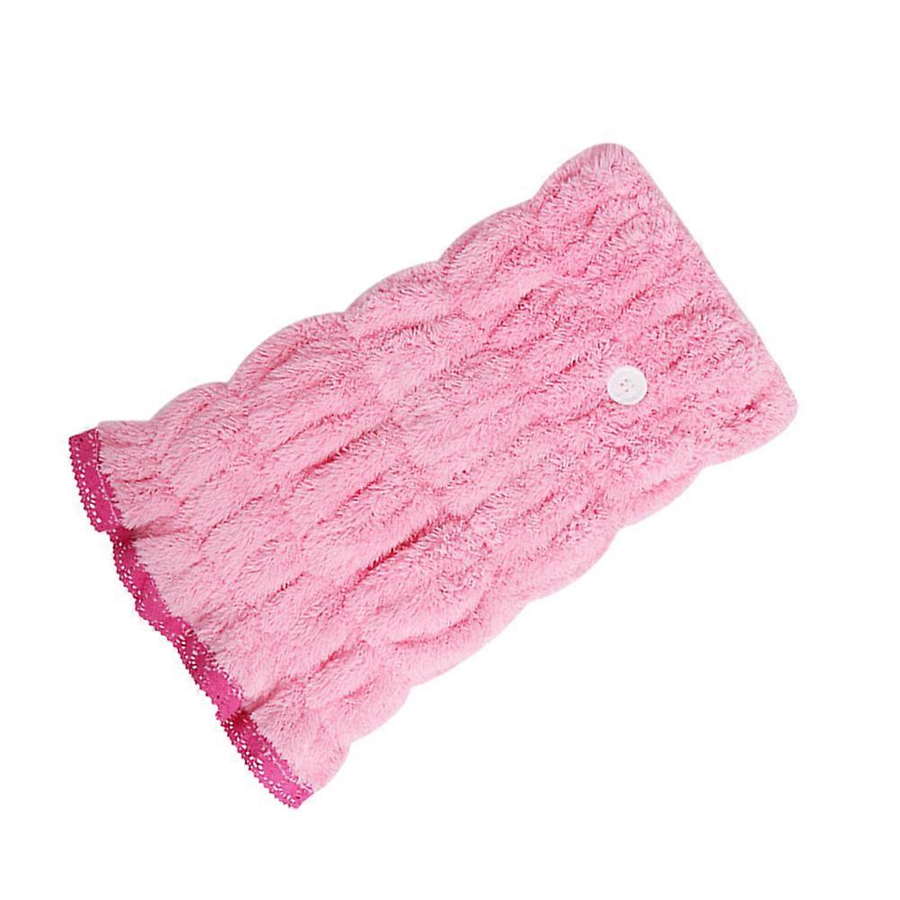 Pink Hair Drying Bath Cap Bowknot Towel for Bathroom Use Ultra Absorbent Nylon and Polyester Fiber 1Pc