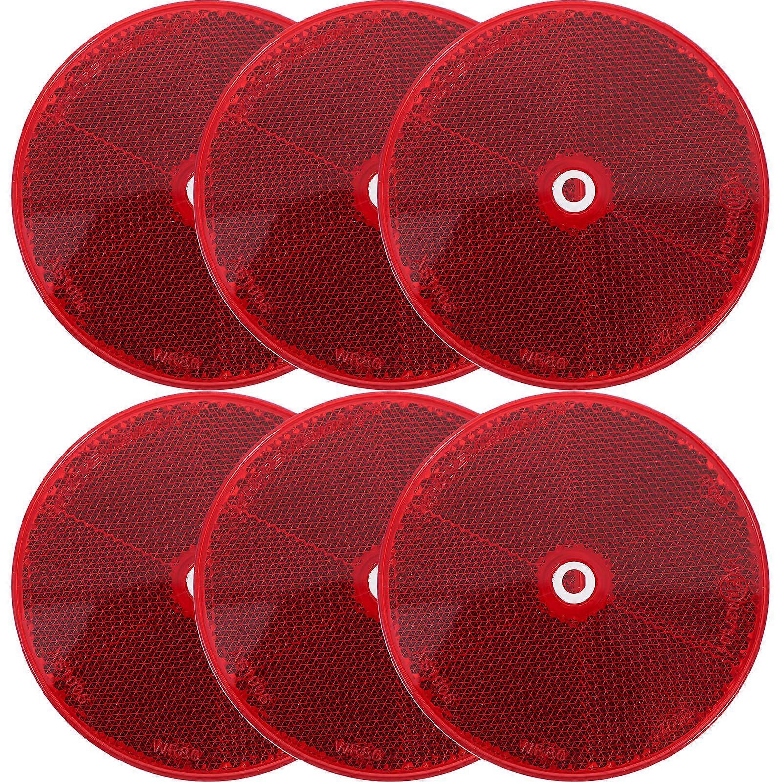 Self Adhesive Reflectors 6Pcs Circular Reflectors Visibility Improvement For Trailer Day And Night Usage Red