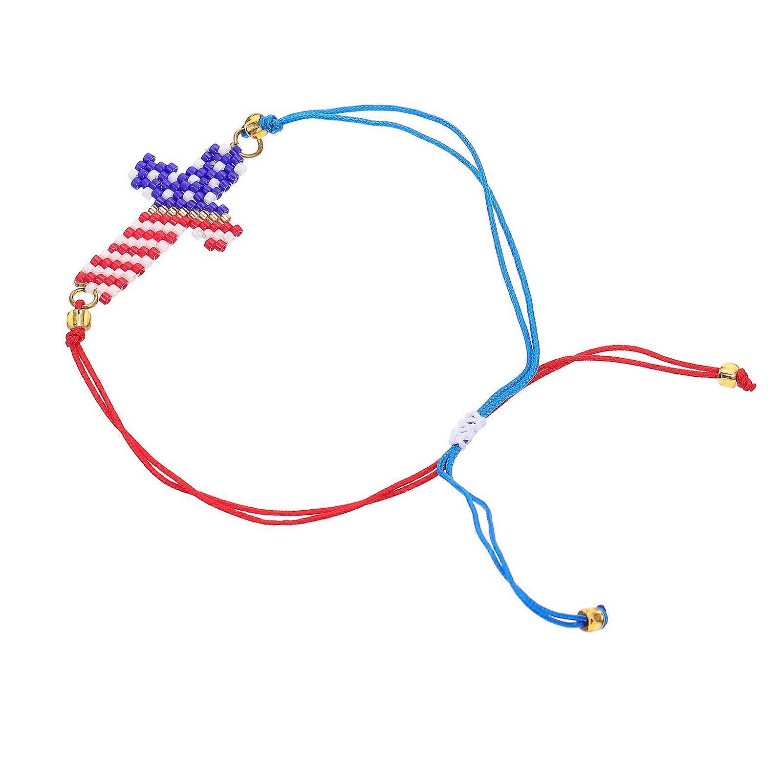 American Flag Bracelet Nylon Rope Wristband Unisex Design For Memorial Day Assorted Color Celebration 1Set