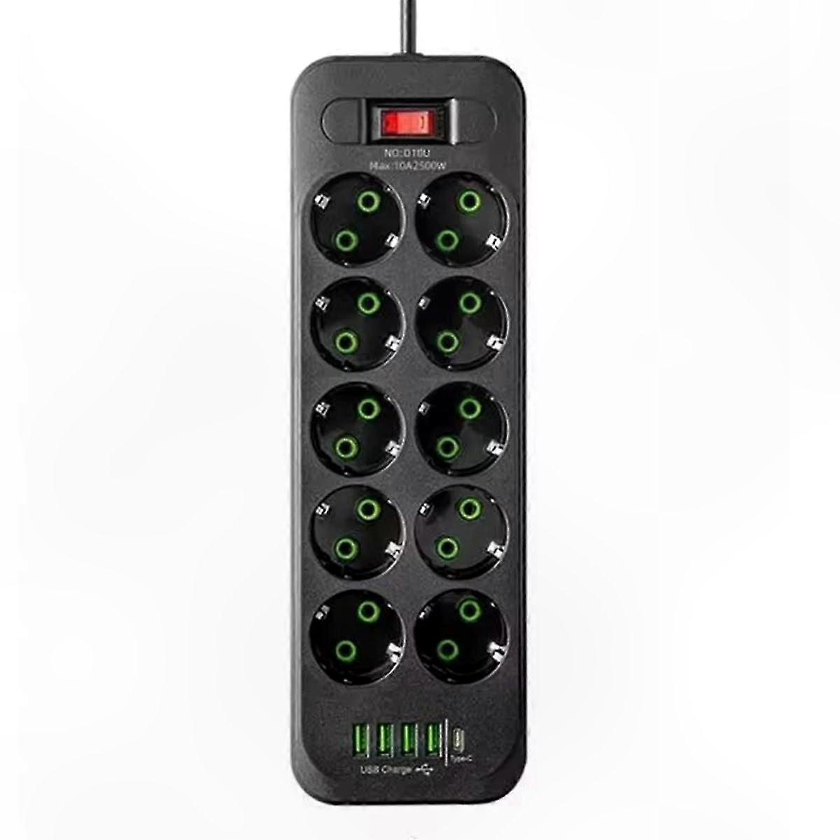 AC Power Strip with EU Plug, Multi-Outlet Electrical Socket Adapter