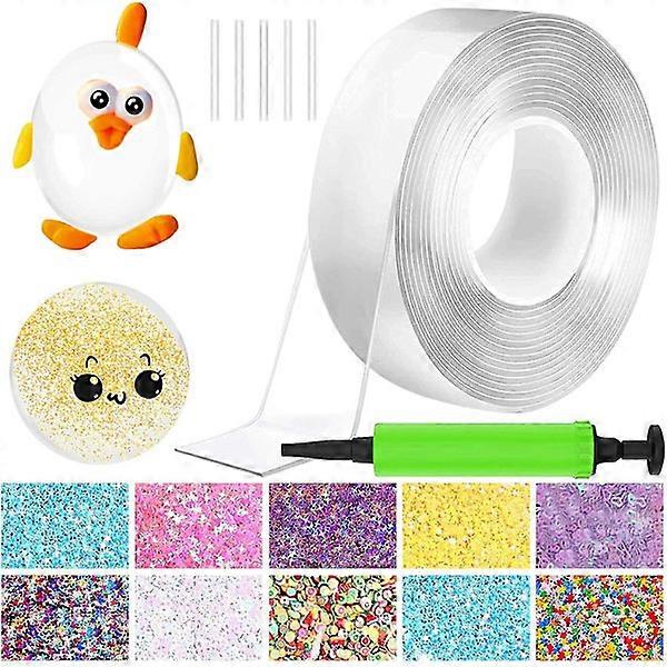 Upgrade Nano Tape Bubble Kit, Double Sided Tape Plastic Bubble, Elastic Tape 0.01cm*0.5cm*300cm