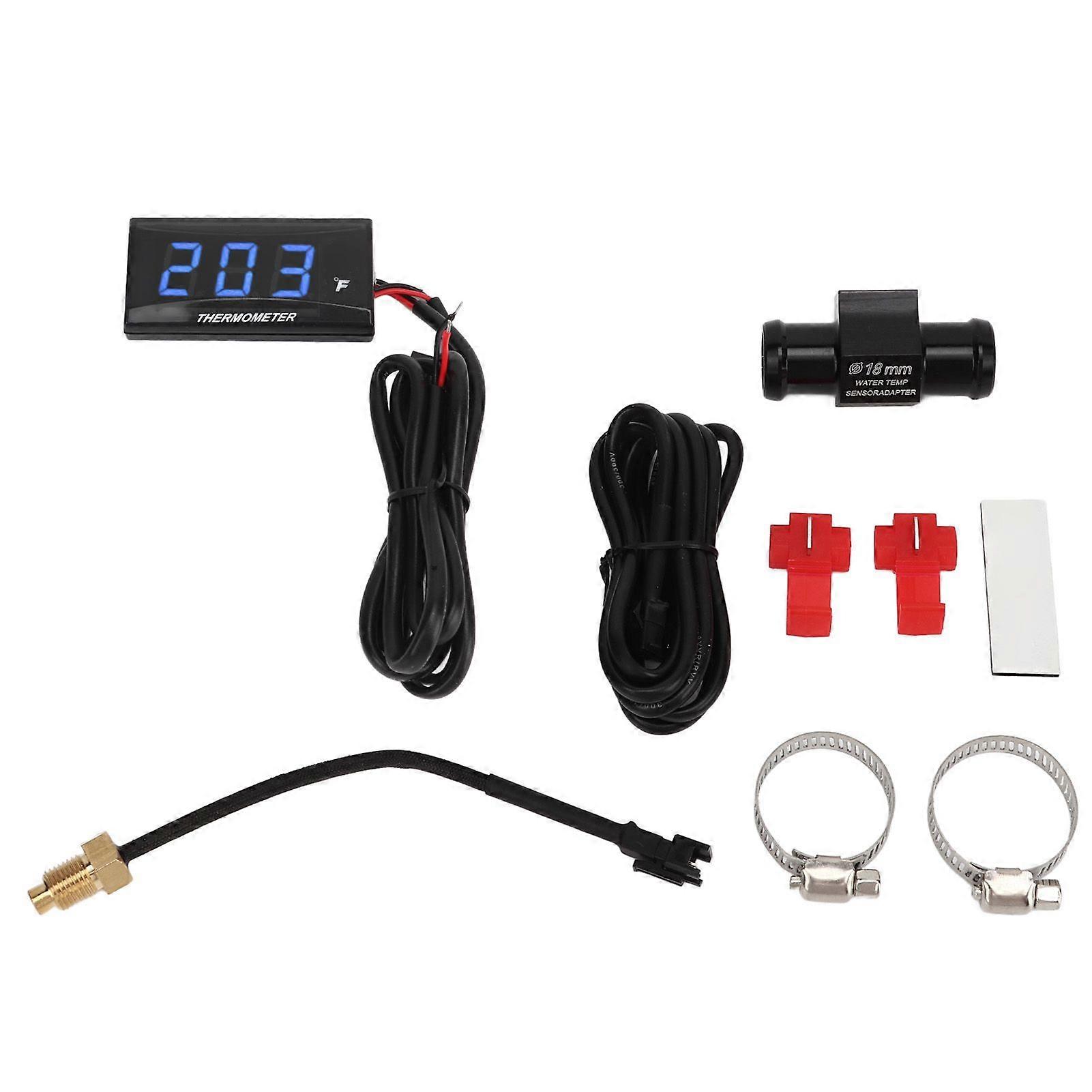 מד טמפרטורת אופנוע דיגיטלי 12V עם חיישן 18 מ"מ
