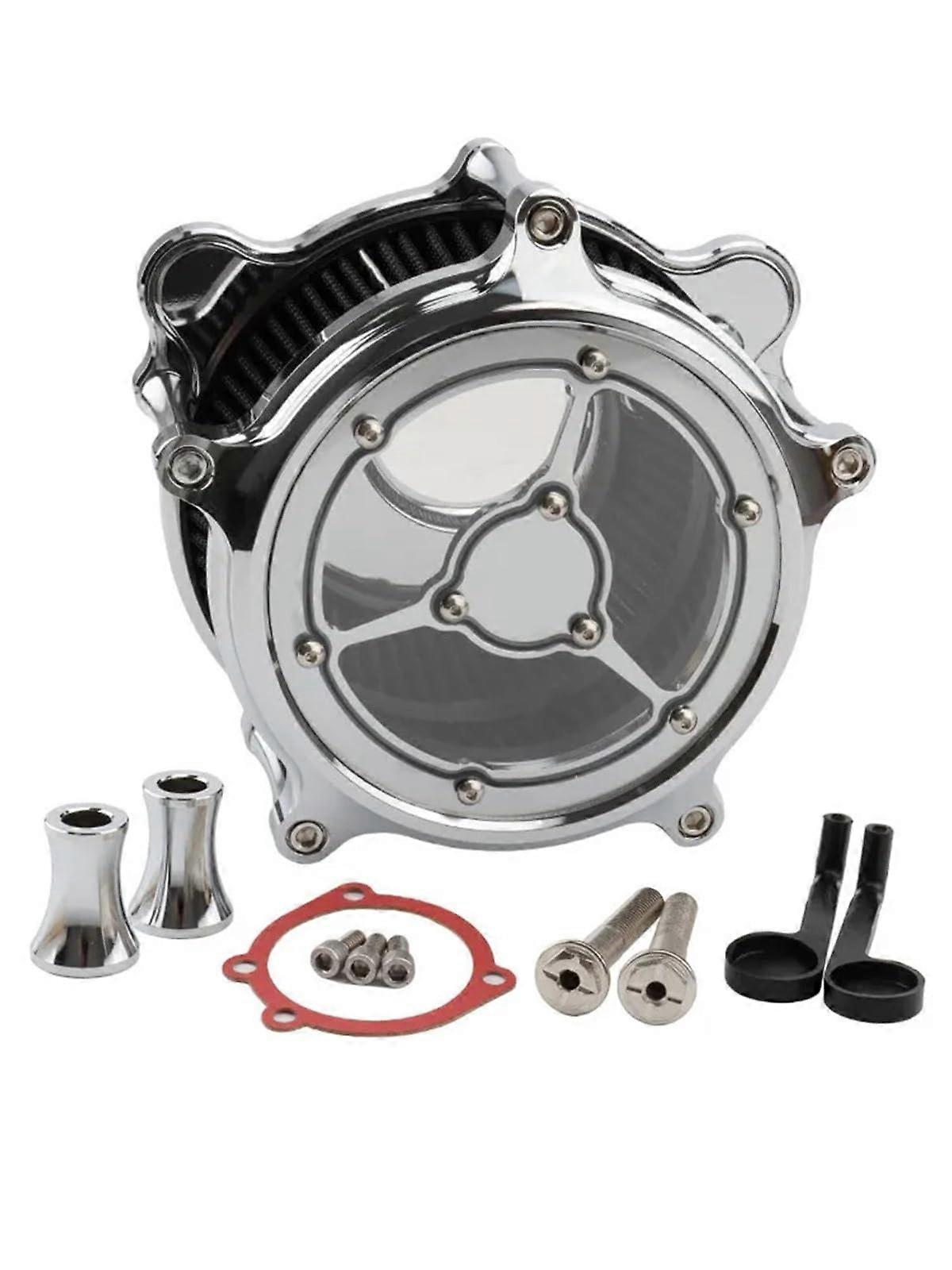 Air Filter Chrome CNC Turbine Intake Filter for Harley EVO Twin Cam Dyna FXR Touring Road King Softail Black