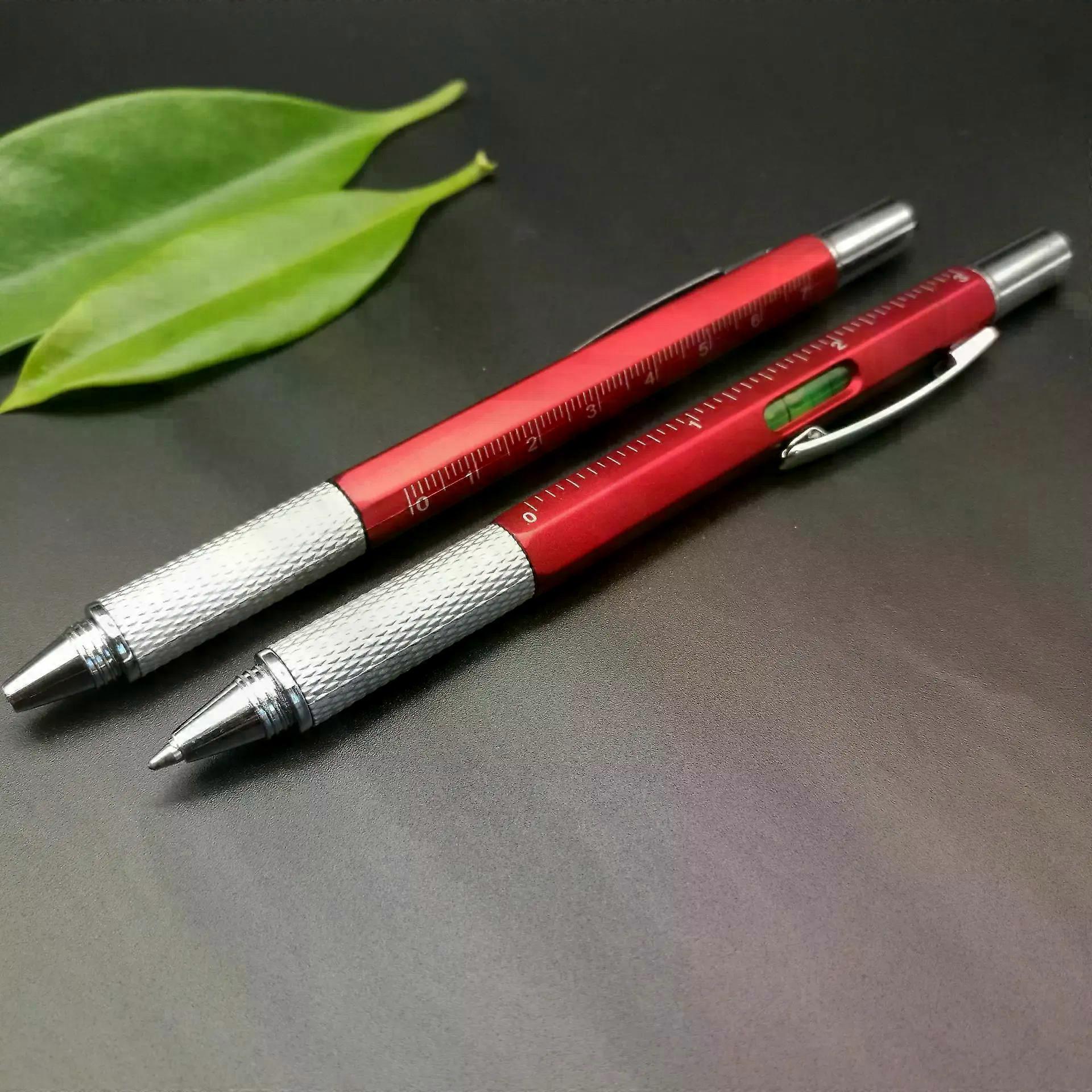 6 in 1 Multitool Tech Tool Pen with Ruler, Levelgauge, Touch Screen Stylus Flat/Phillips Screwdriver Combination Pen 1pc