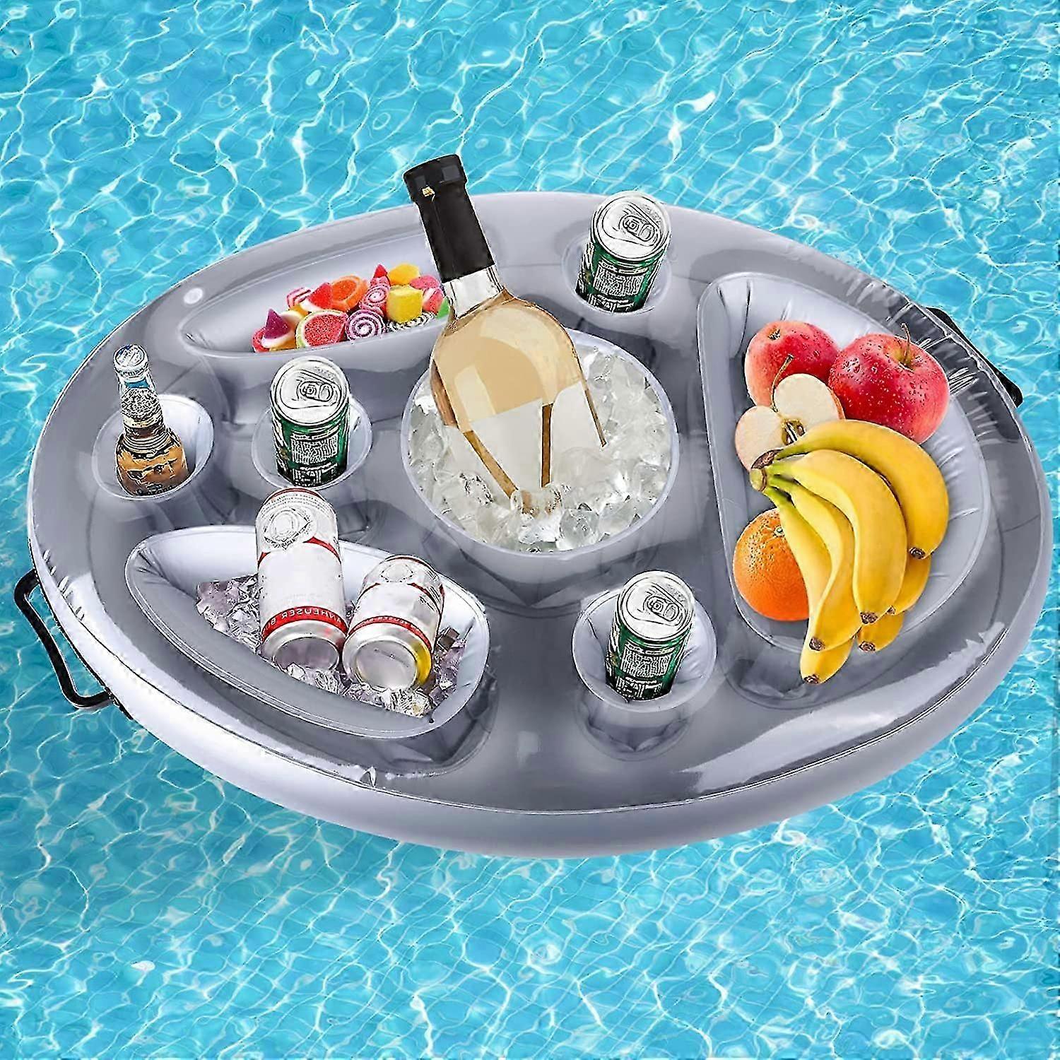 Premium Floating Drink Holder for Pool, Pool Drink Holder Floats, Swimming Pool Serving Trays Food Drink Holder Cooler Containers Pool Party Supplies