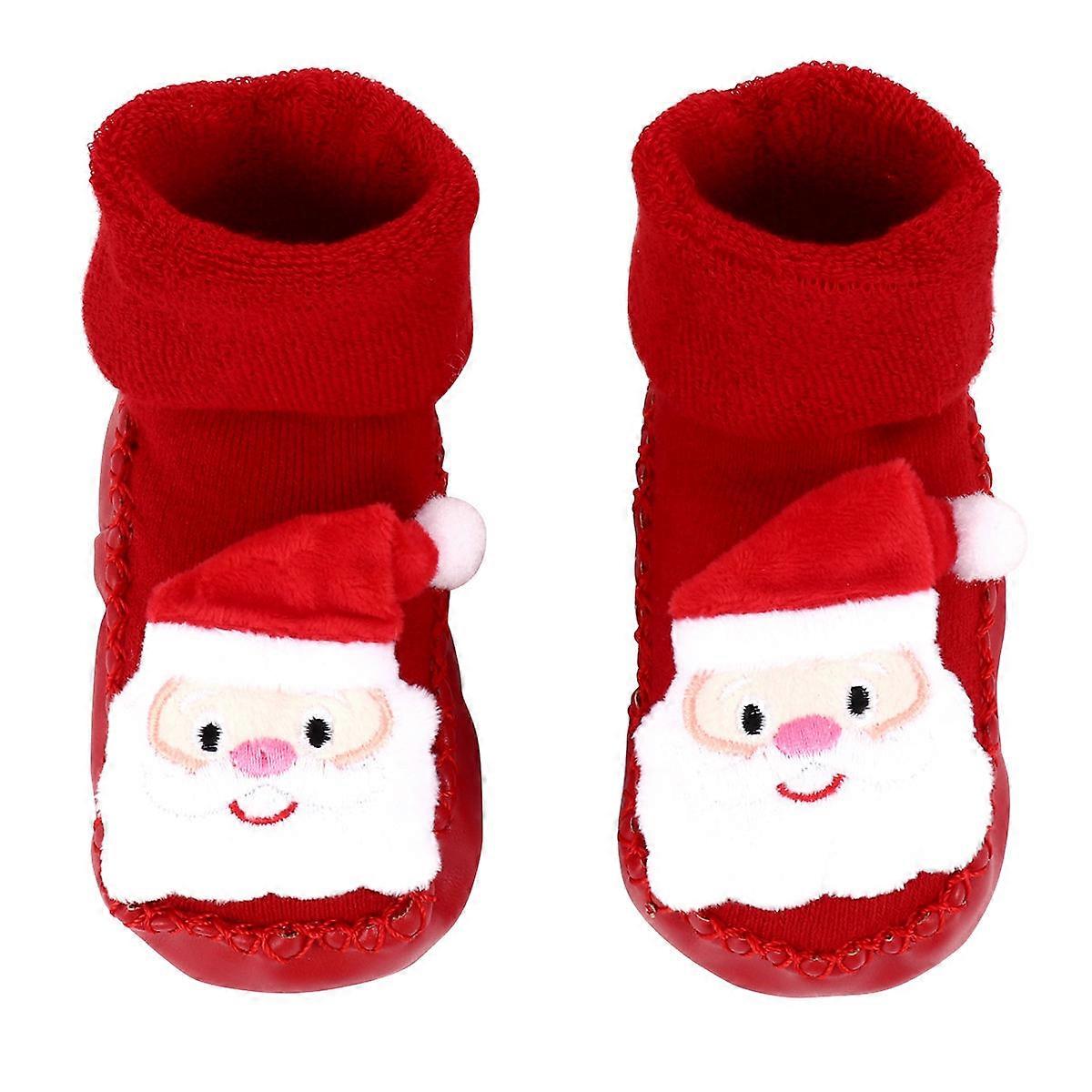 Christmas Red Non-Slip Flooring Socks For Kids With Comfortable Fit 1 Pair For Warmth And Safety