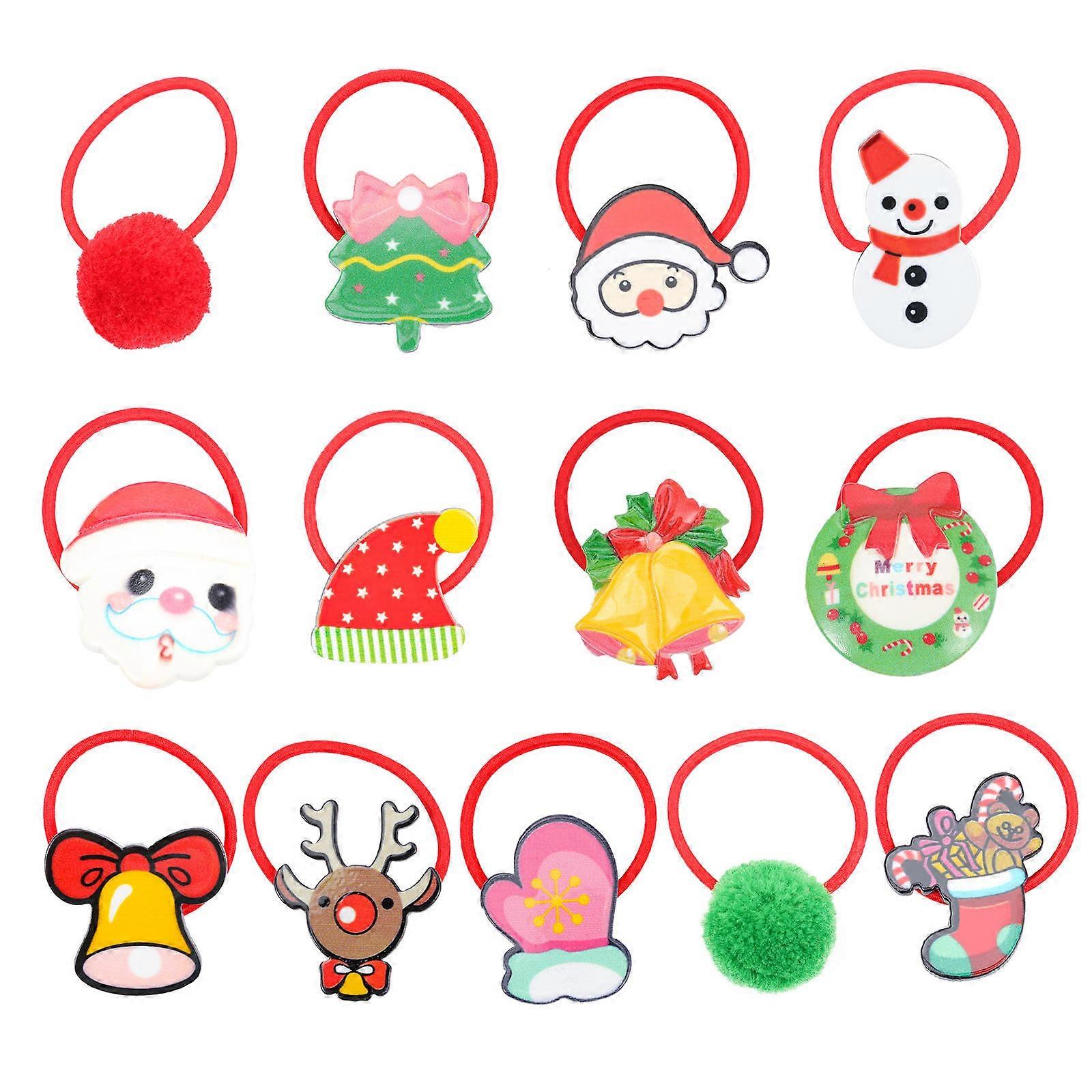 50Pcs Assorted Color Christmas Hair Ties Ponytail Holder For Daily Life Elastic Design