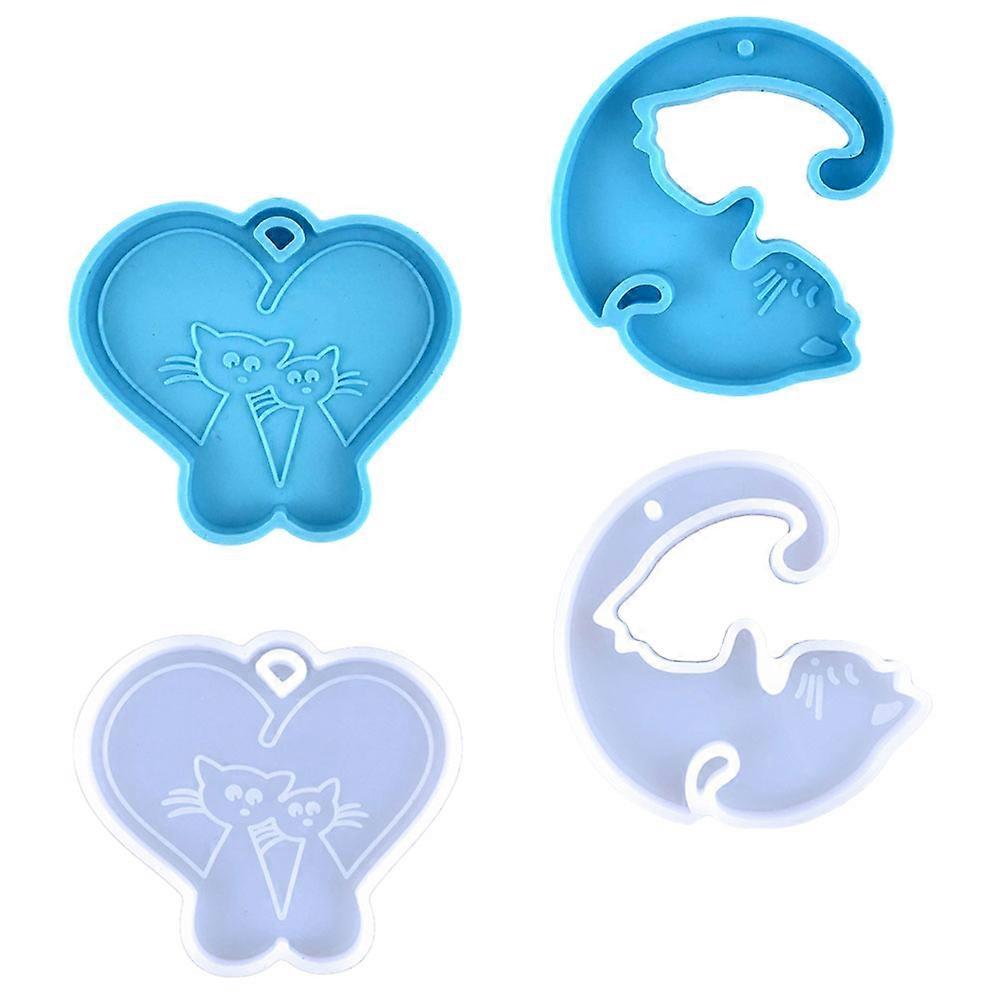 Drop Pendant Silicone Mold For Crafting Cat Shape Decoration Projects Assorted Color Soft Durable 4Pcs