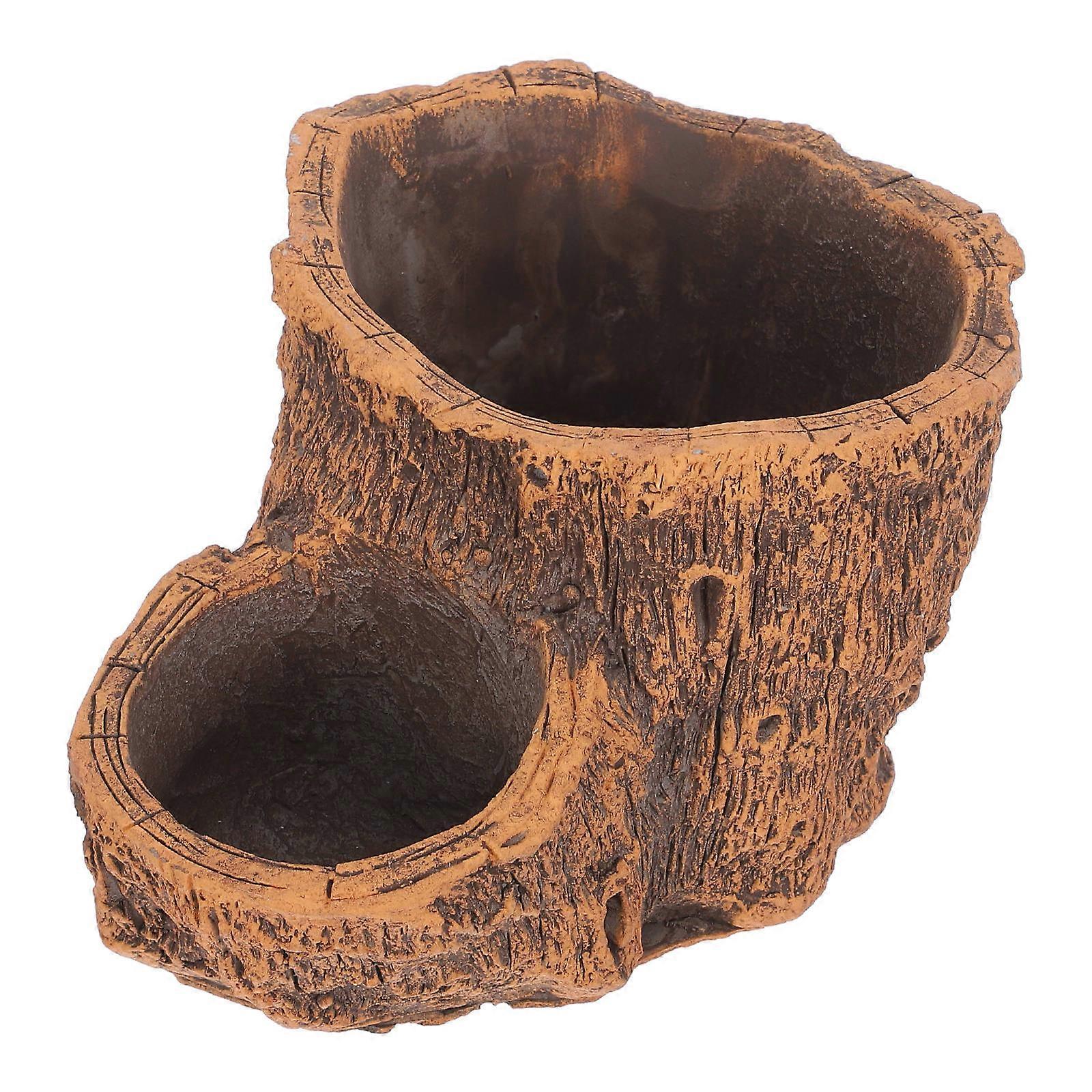 Brown Driftwood Planter For Indoor Gardening Perfect For Small Cactus Succulent Plants 1Set