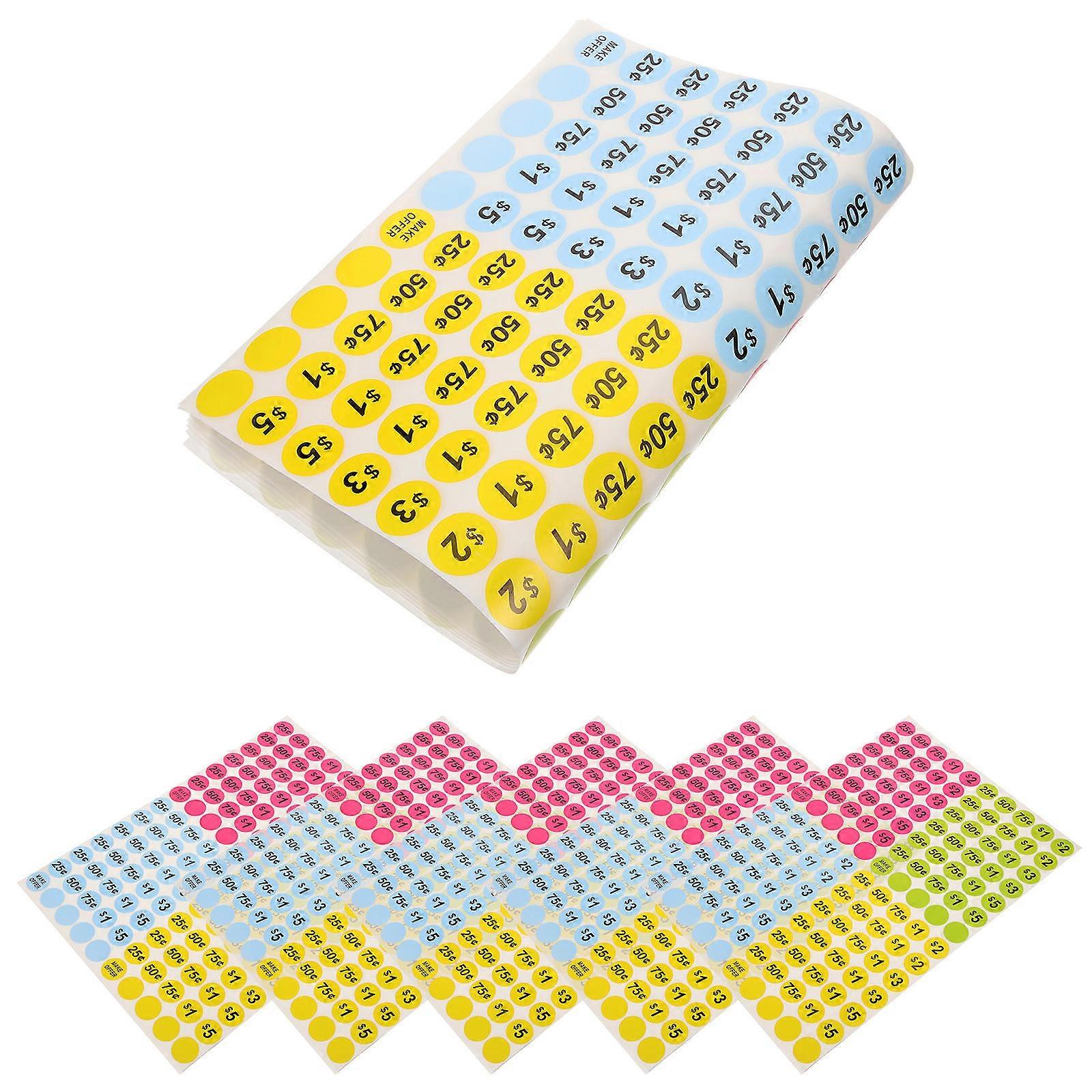 Goods Pricing Stickers Round Supermarket Stickers Assorted Color 10Pcs