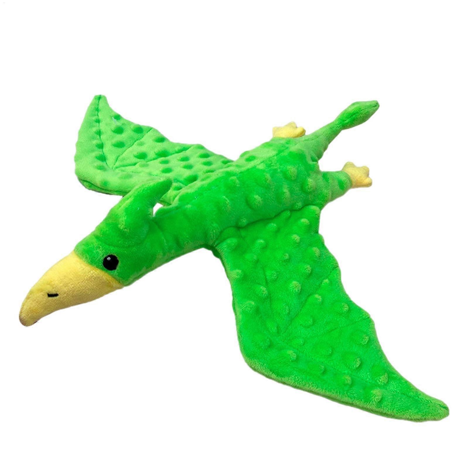 Plush Dog Toy - Squeaky Pterosaur Design, Green Plush Chew Toy for Dogs, Soft Material, Fun for Small to Medium Breeds