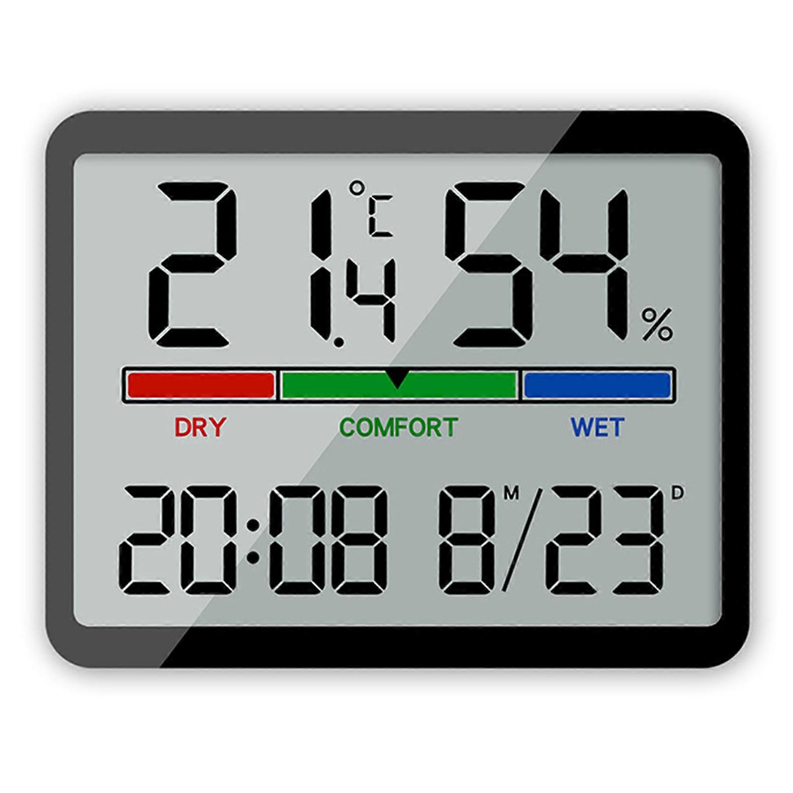 Indoor Thermometer Hygrometer with Clock Black