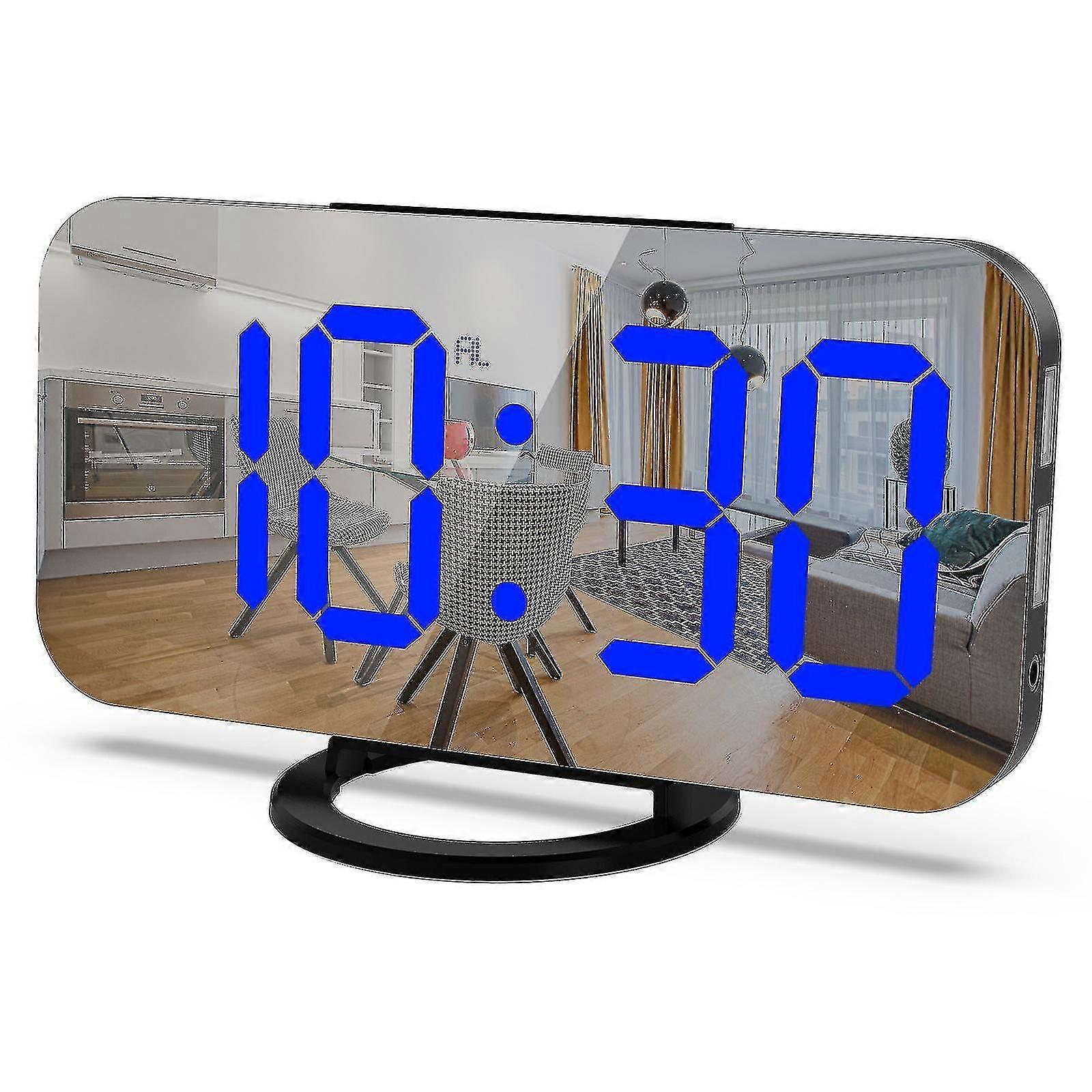 Loud Alarm Clock With Bed Shaker For Heavy Sleepers, Dual Vibrating Alarm Clock With Usb Charger For Deaf And Hard Of Hearing (blue On Black) Wuqx