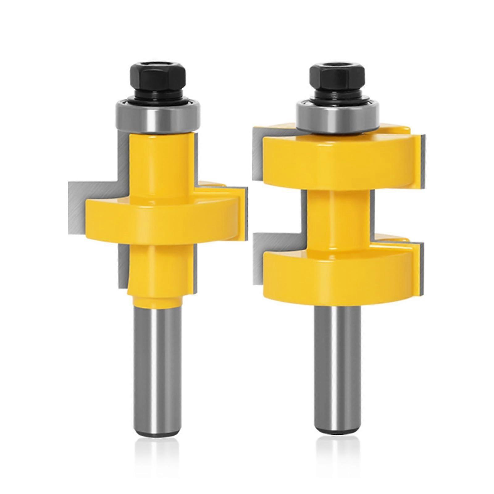 2 Pieces 12.7 mm 12 mm Shank Wood Cutting Tool Large Tongue and Groove Joint Assembly Cutter Set 42 mm Bearing (12.7 mm)