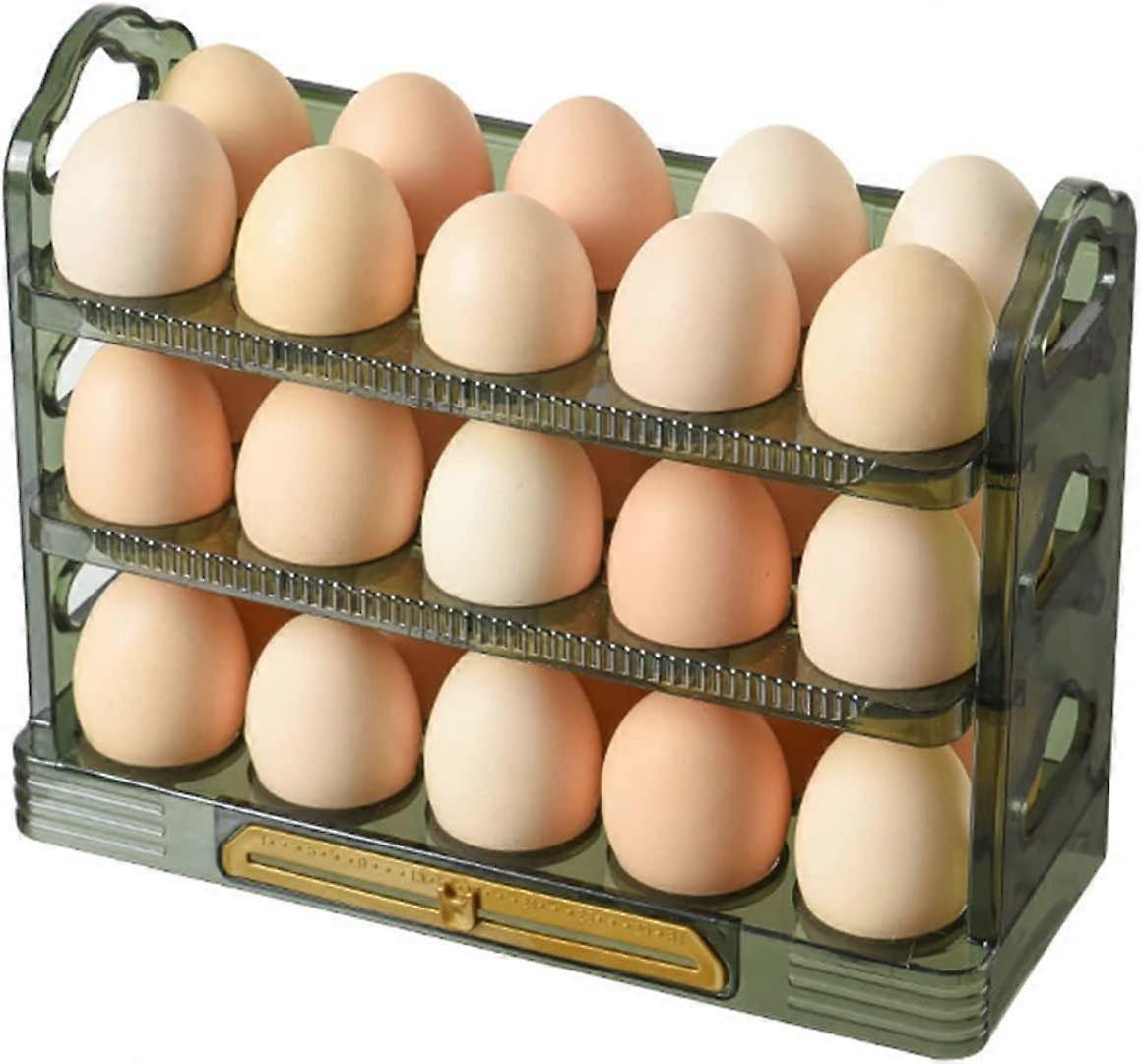 Egg Storage Box for Refrigerator, 3-Tier Egg Organizer, Space-Saving Egg Holder, Durable Plastic Egg Container