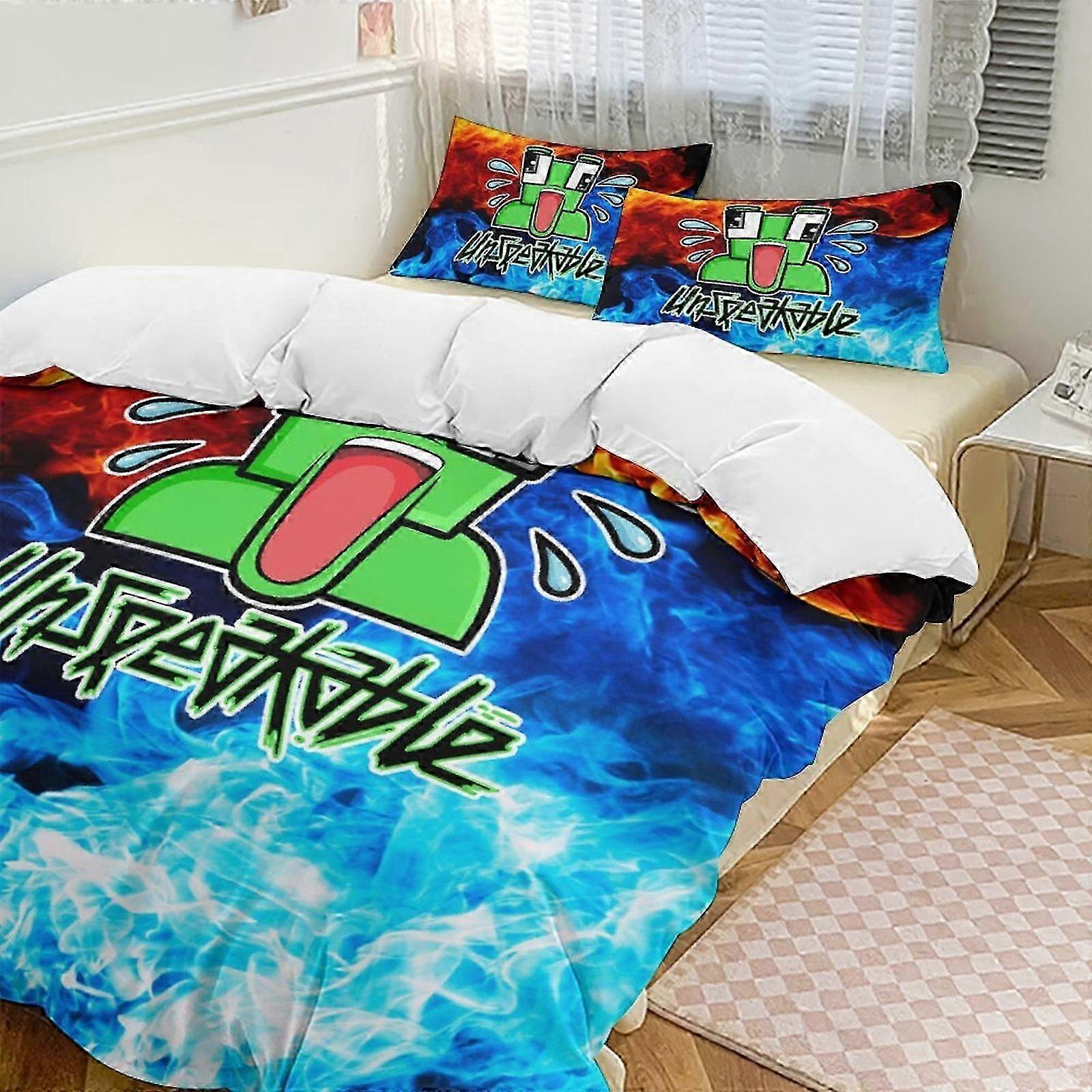 v7134 Bed Sheets Bedding Ice Fire Unspeakable Comforter Set Soft 3 Pcs Twin Bedding Sets Thicken for All Season, 1 Comforter 2 Pillow Shams Bed She