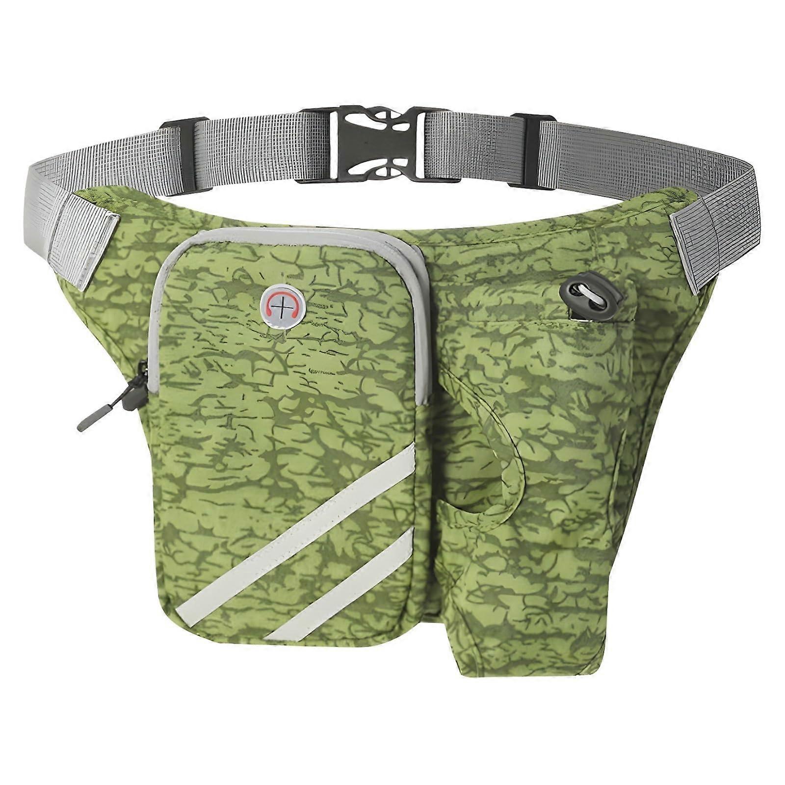 Running Belt - Waterproof Adjustable Jogging Bag with Drinking Bottle, Ultralight Phone Holder, Grass Green for Women
