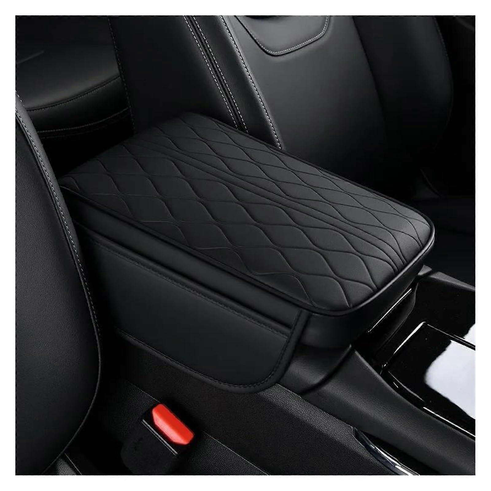Universal Storage Armrest Box Height Cushion Leather with Memory Foam for Car Center Armrest Replacement Accessories (Black)