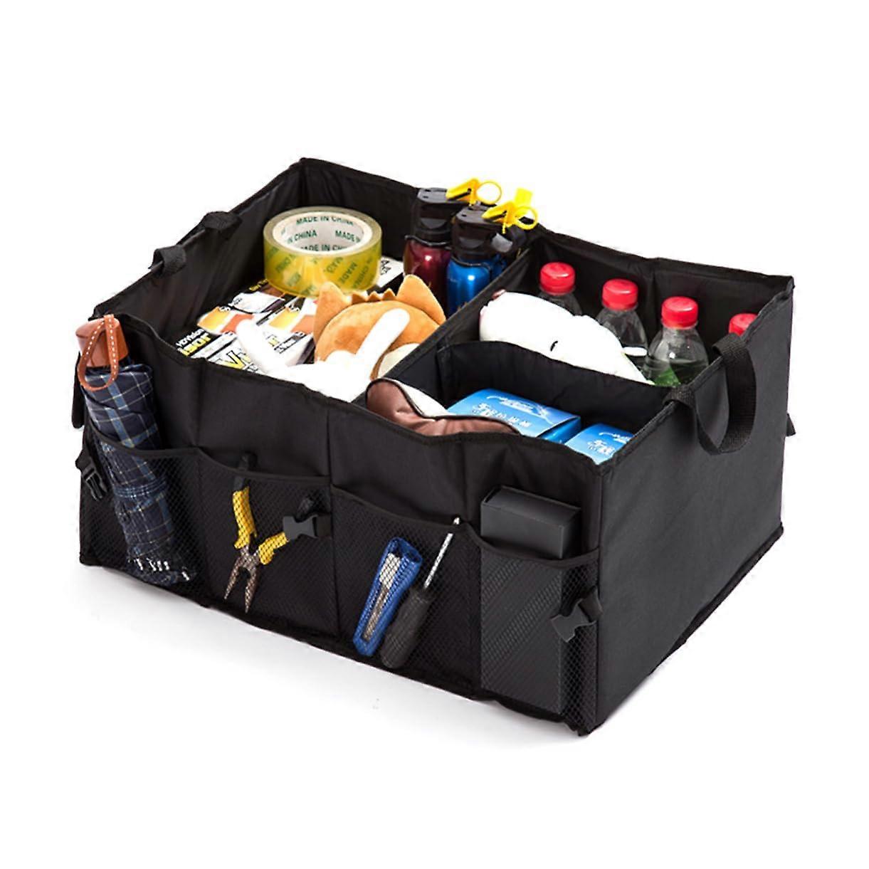 Folding Car Storage Box - Portable Auto Organizer for Back Seat, Multi-Use Black Storage Bag Fits Most Cars