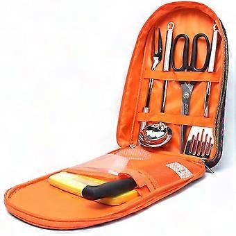 Portable Camp Kitchen Cooking Utensil Set for Backpacking BBQ Camping Hiking Travel Cookware Kit with Water Bottle Organizer