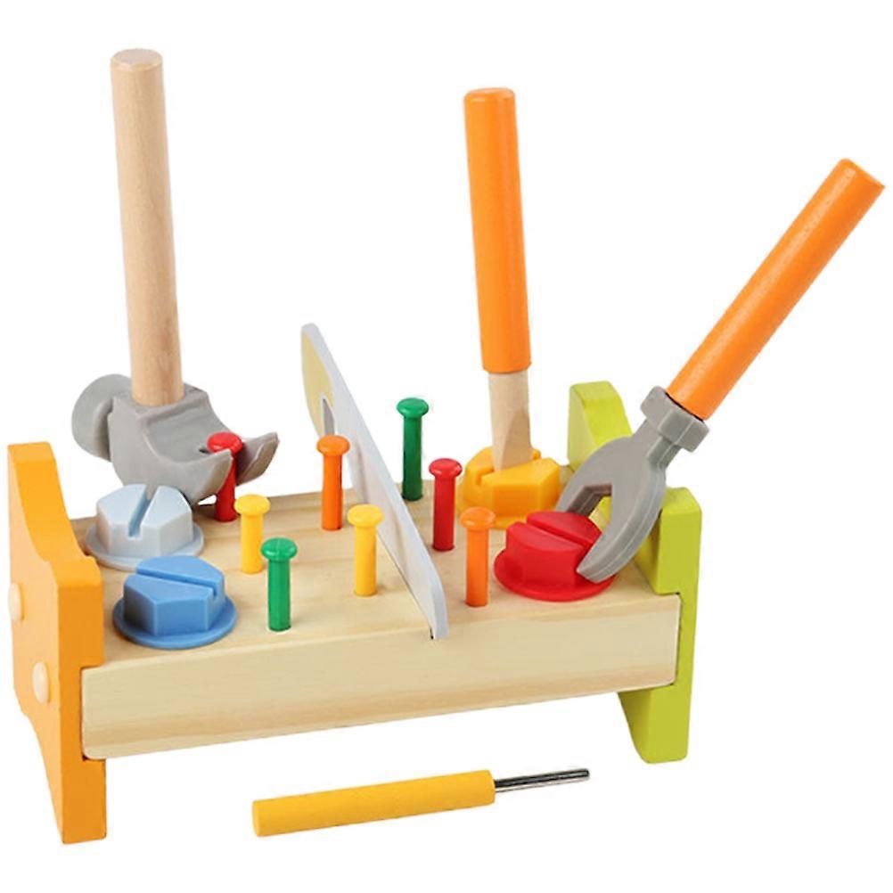 Wooden Toy Hammer Set for Kids Playing Educational Tool Table with Assorted Color