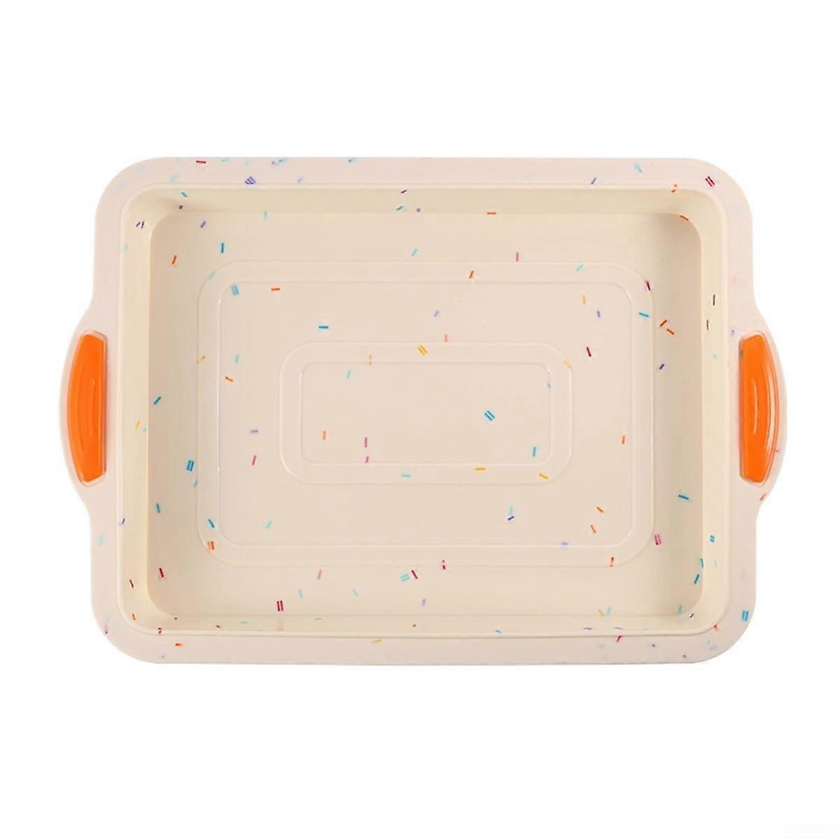 Silicone Nonstick Square Cake Pan 11x8 Inch, 3-Inch Deep, Beige